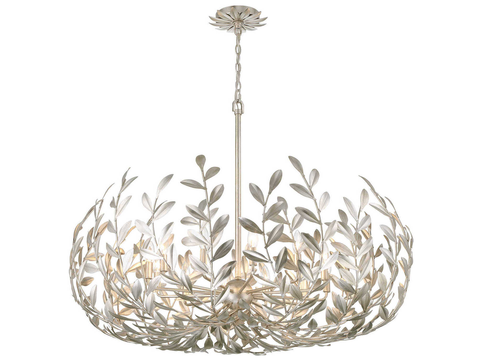 Crystorama Broche 12-Light Antique Silver Candelabra Chandelier