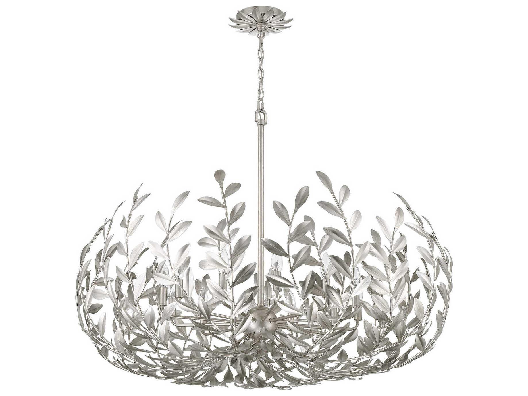 Crystorama Broche 12-Light Antique Silver Candelabra Chandelier