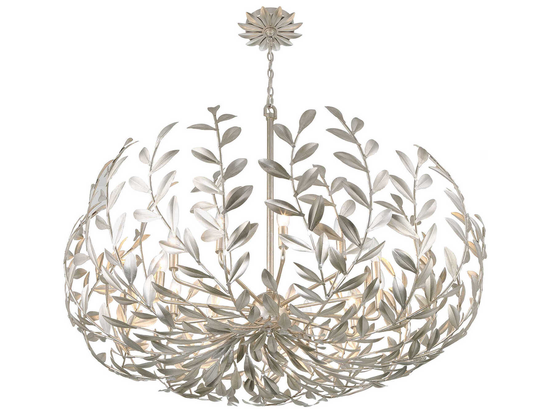 Crystorama Broche 12-Light Antique Silver Candelabra Chandelier