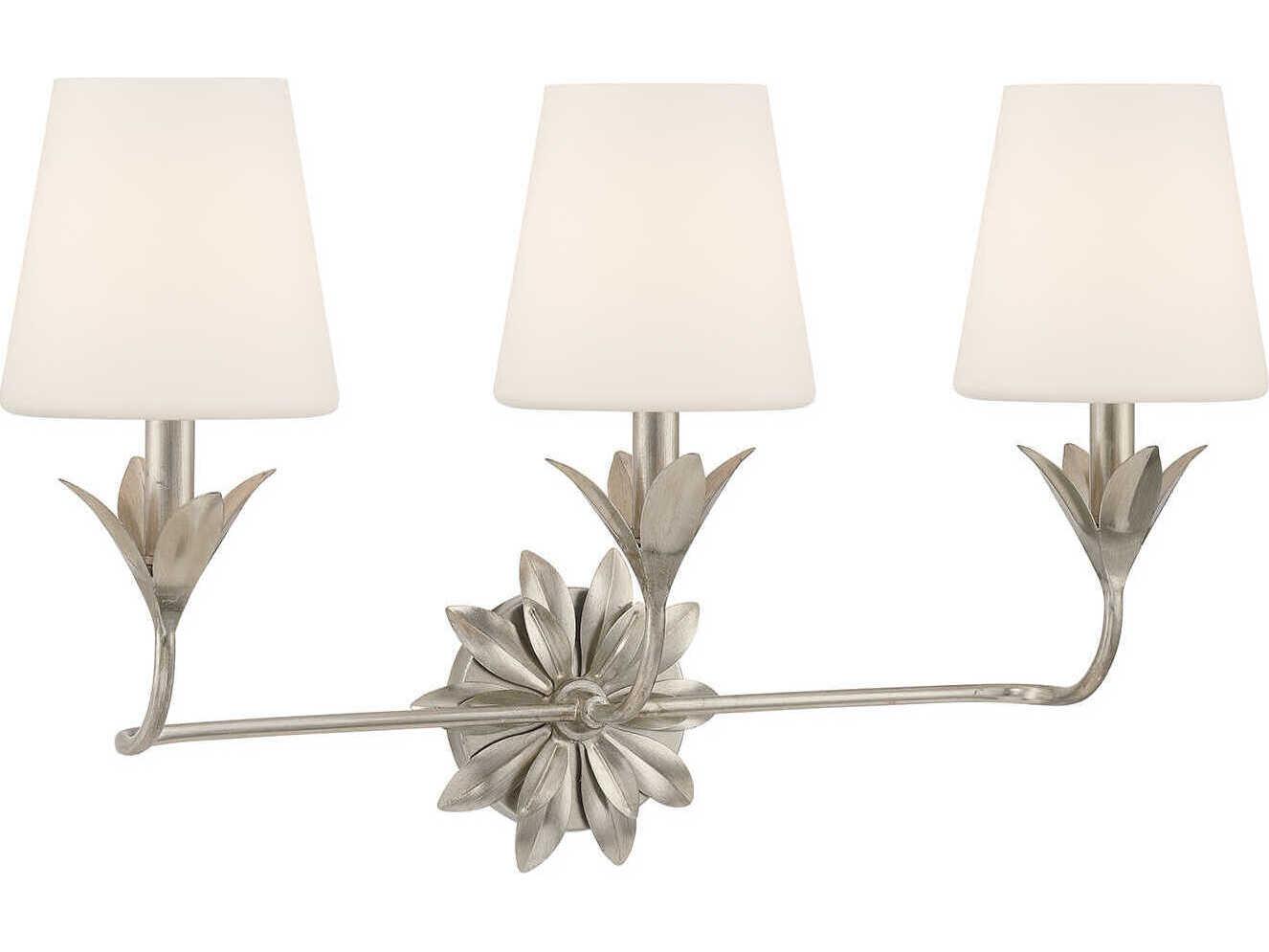 Crystorama Broche 3-Light Antique Silver Vanity Light