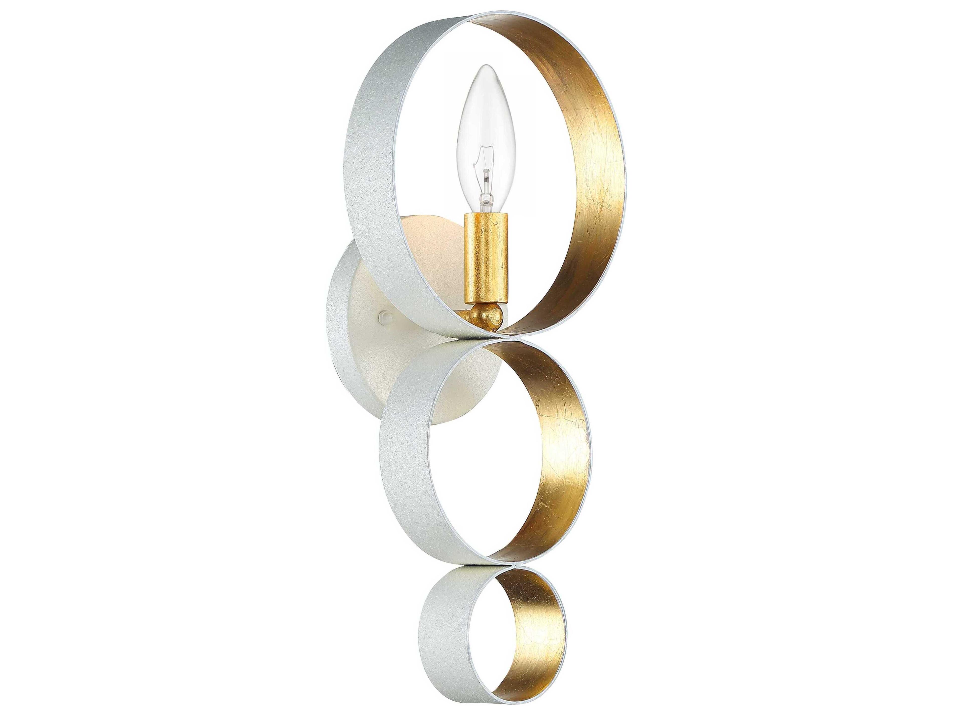 Crystorama Luna 1-Light Matte White Antique Gold Wall Sconce