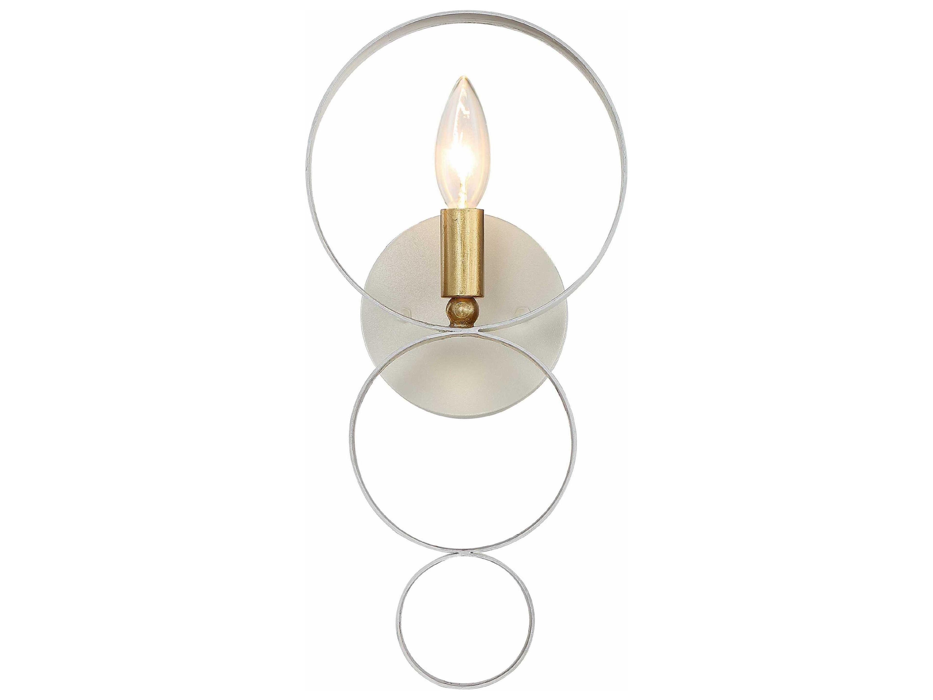 Crystorama Luna 1-Light Matte White Antique Gold Wall Sconce