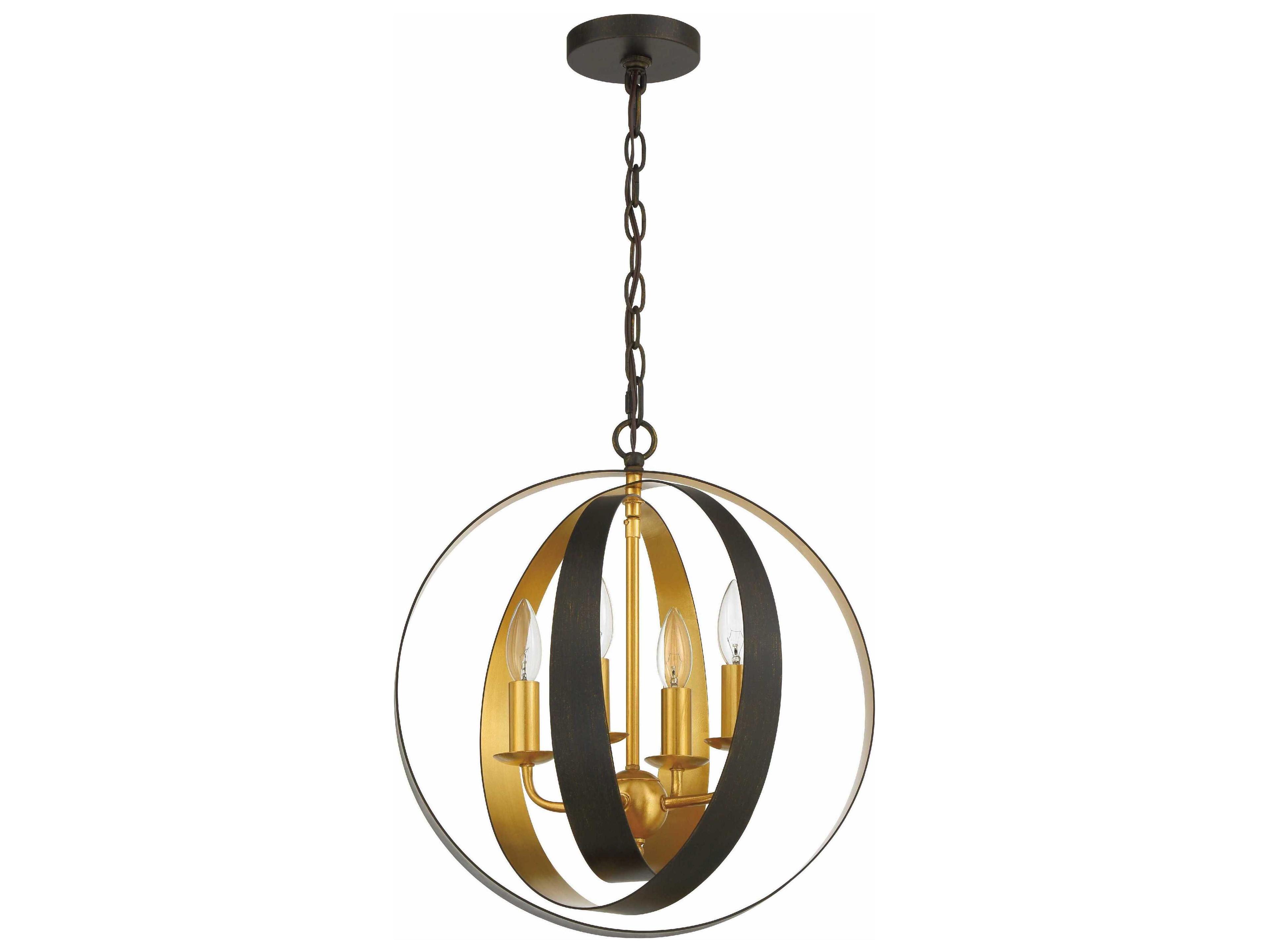Crystorama Luna 4-Light English Bronze Antique Gold Candelabra Globe Chandelier