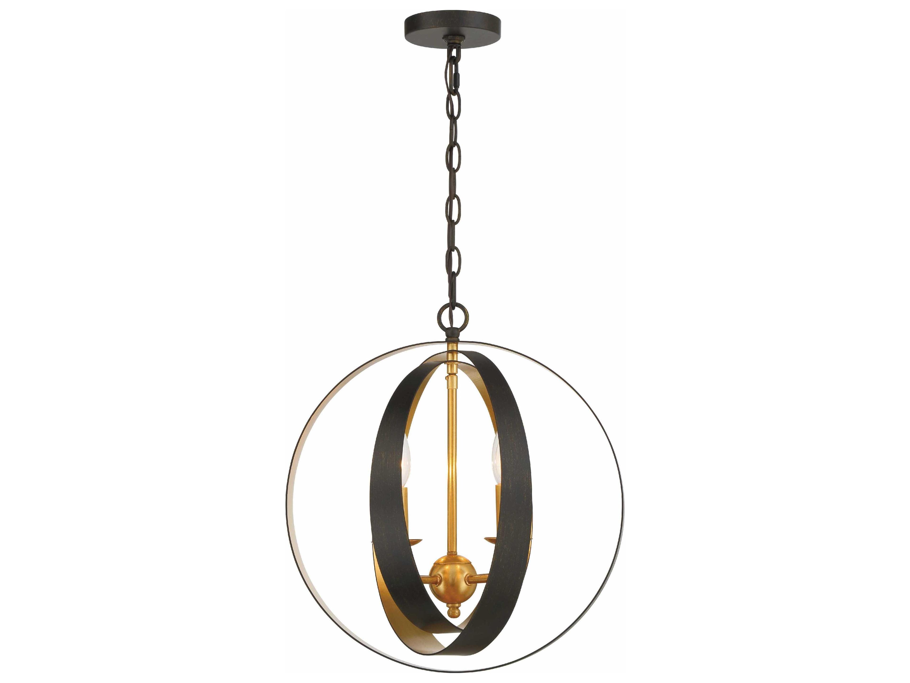 Crystorama Luna 4-Light English Bronze Antique Gold Candelabra Globe Chandelier