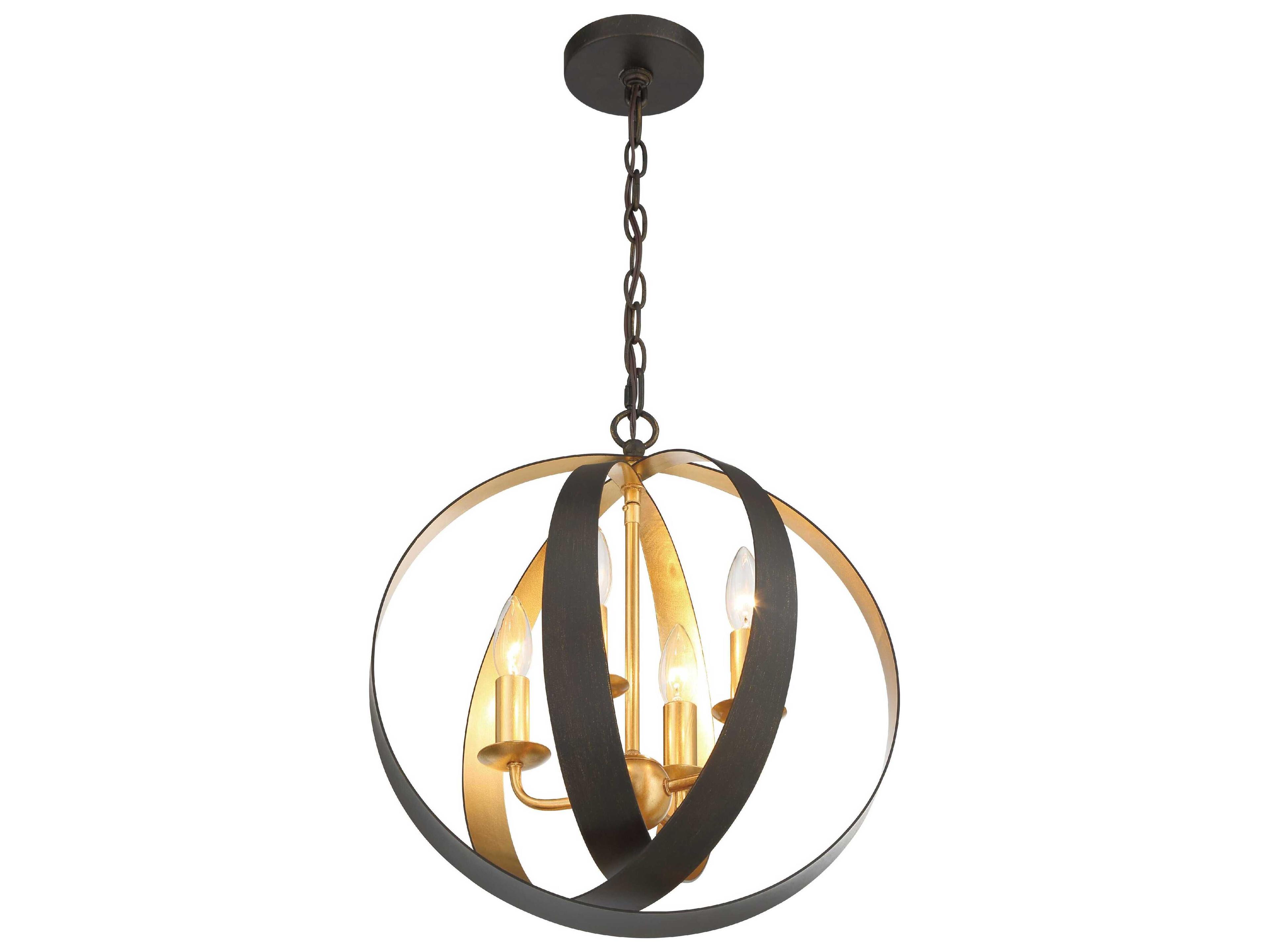 Crystorama Luna 4-Light English Bronze Antique Gold Candelabra Globe Chandelier