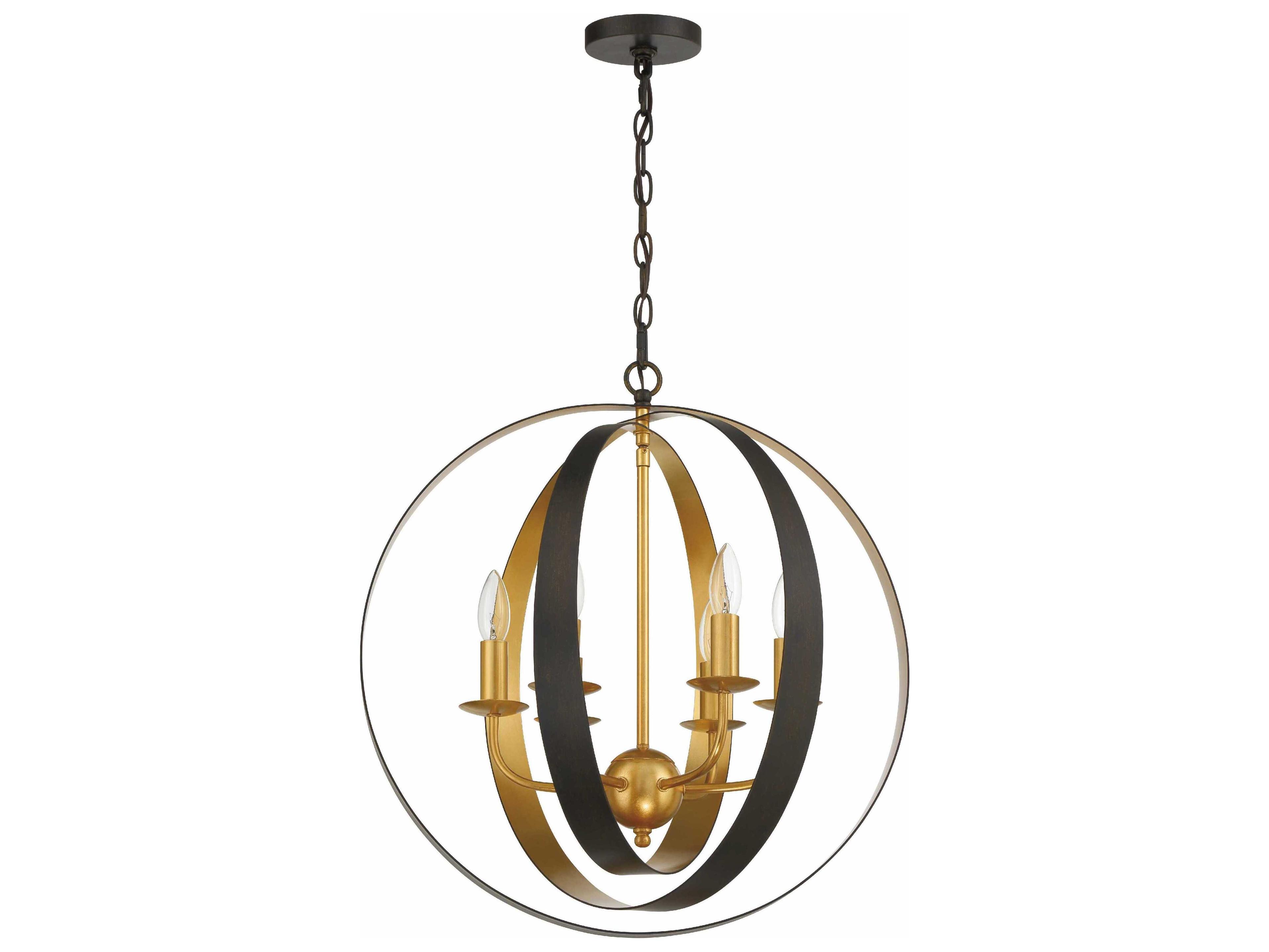 Crystorama Luna 6-Light English Bronze Antique Gold Candelabra Globe Chandelier