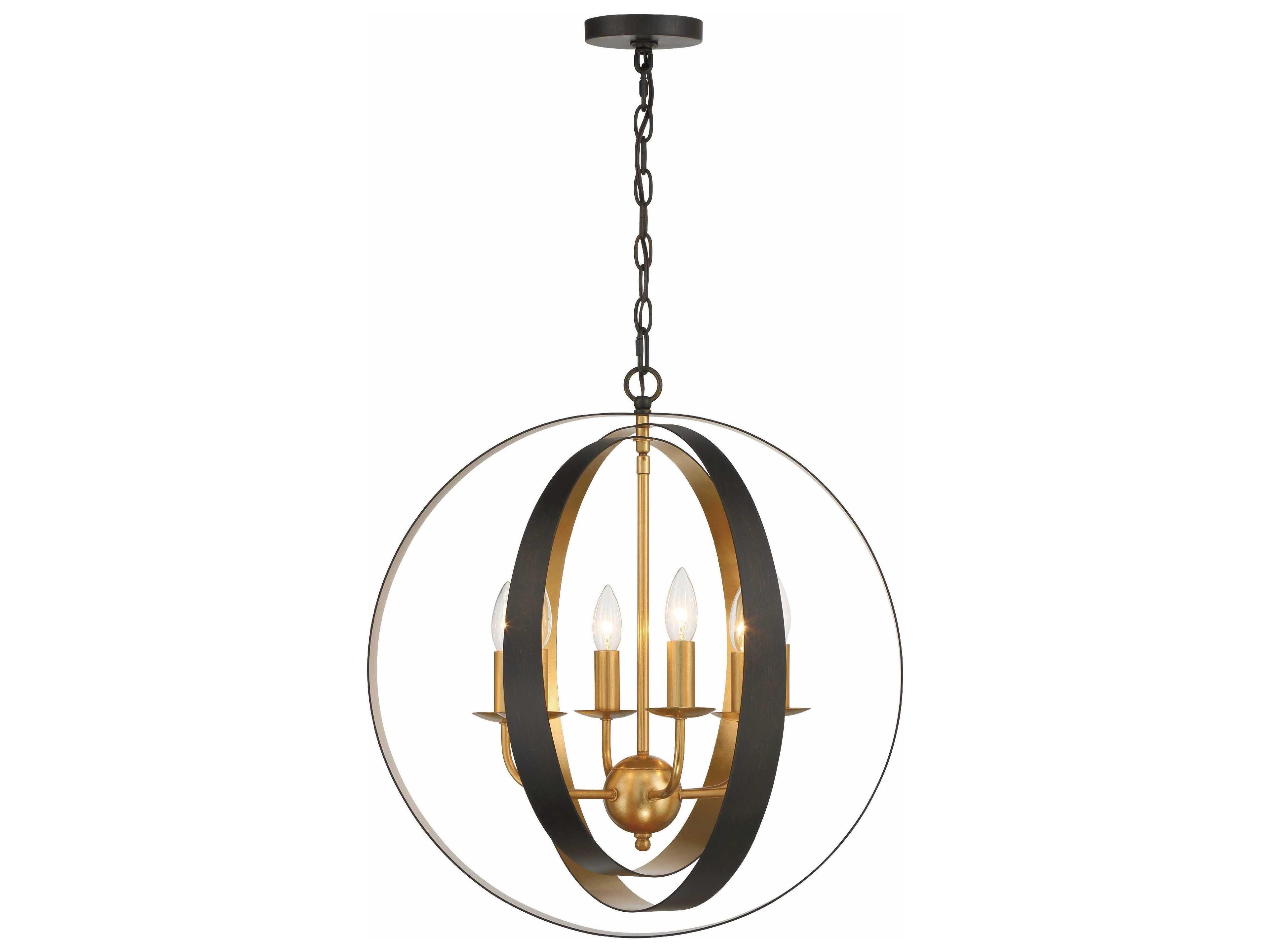 Crystorama Luna 6-Light English Bronze Antique Gold Candelabra Globe Chandelier