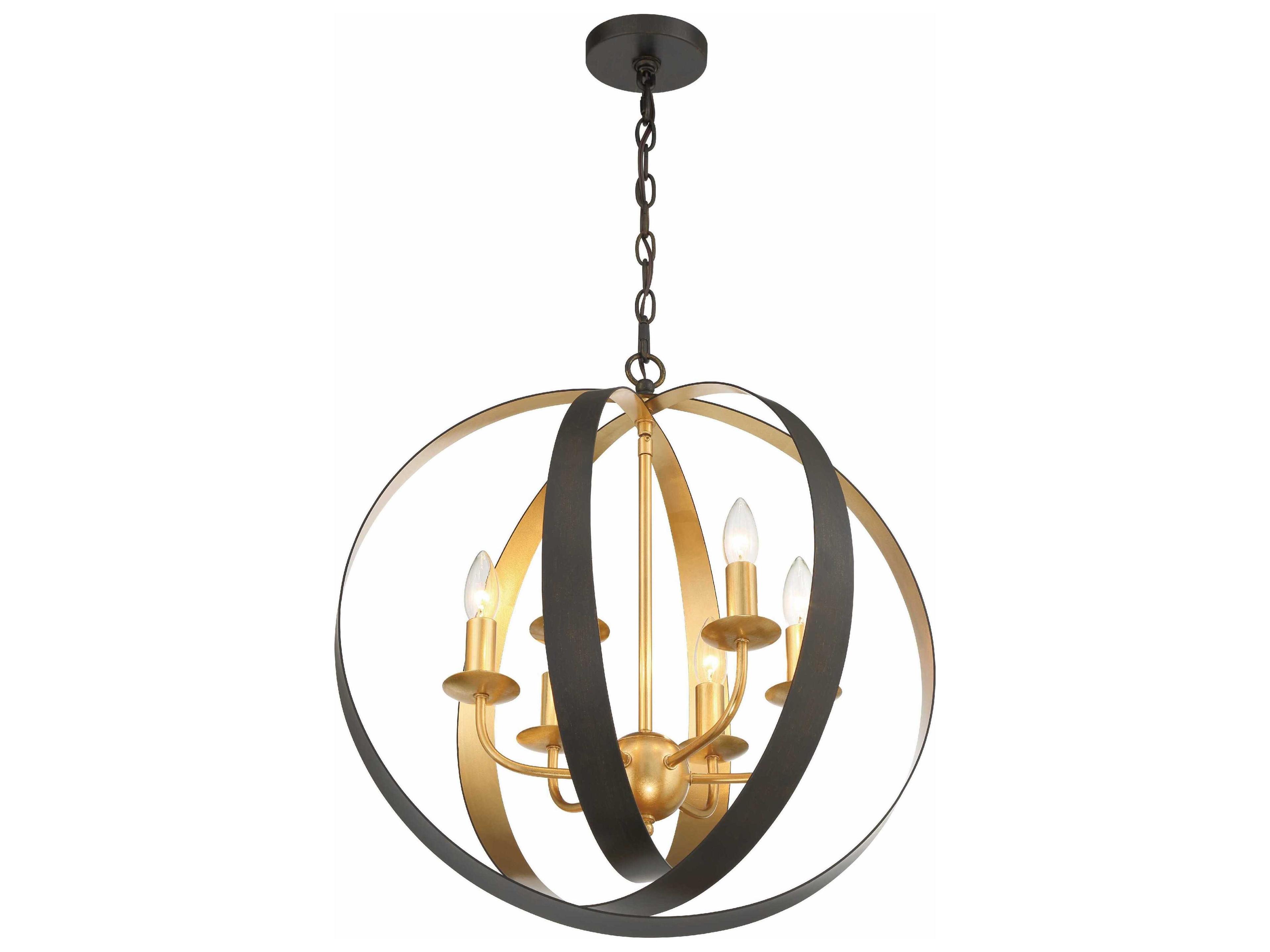 Crystorama Luna 6-Light English Bronze Antique Gold Candelabra Globe Chandelier