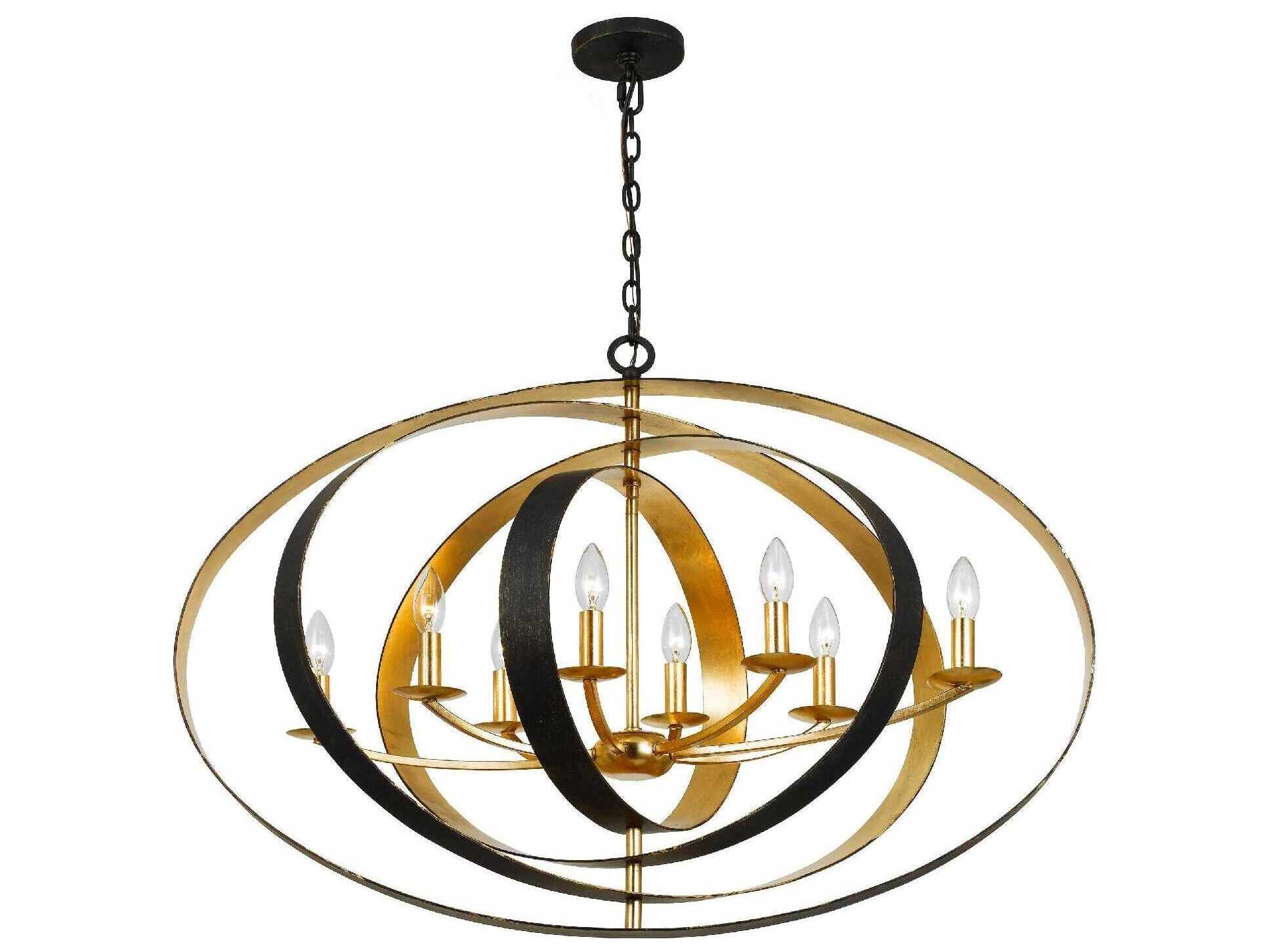 Crystorama Luna 8-Light English Bronze Antique Gold Candelabra Linear Chandelier