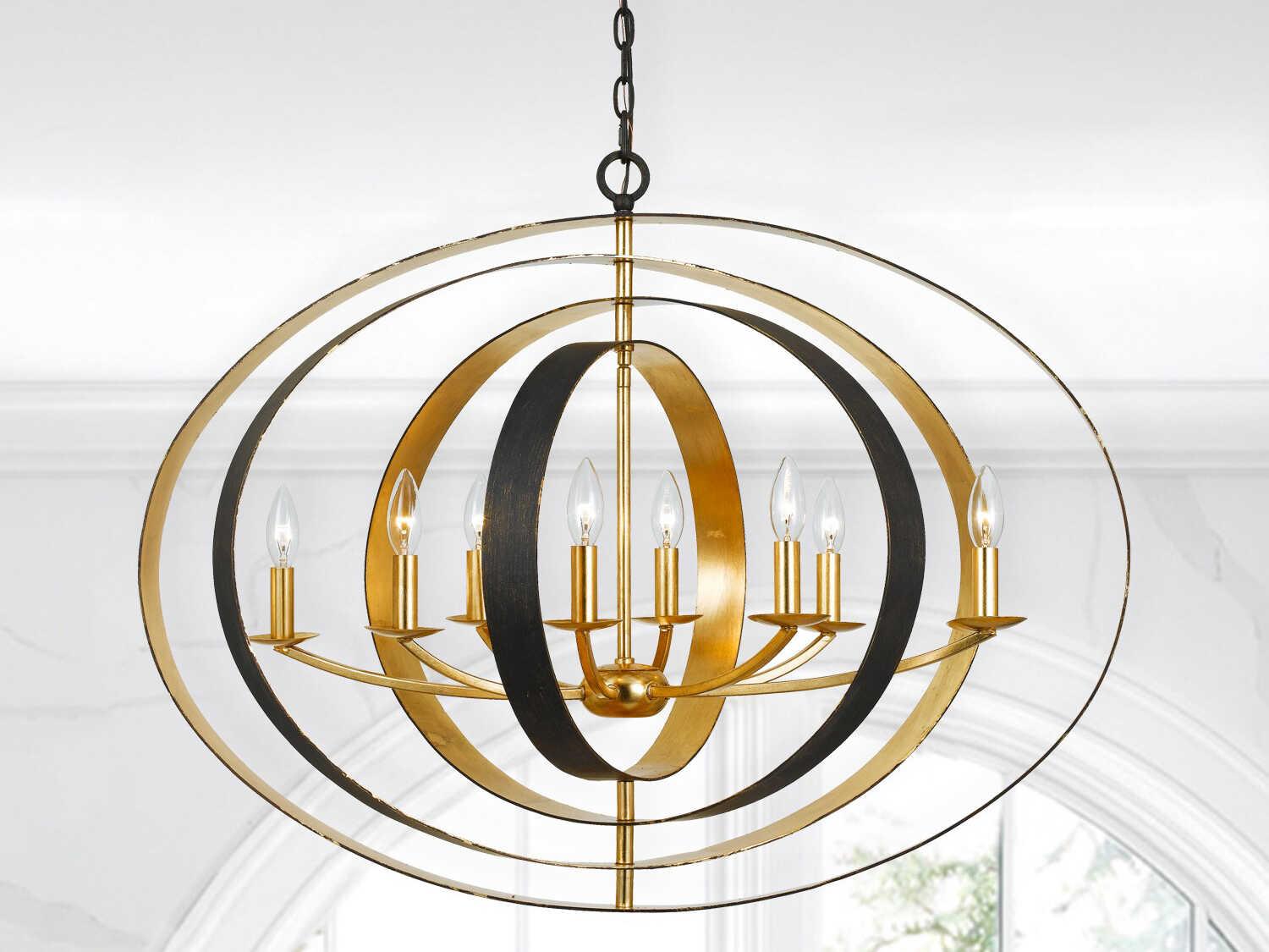 Crystorama Luna 8-Light English Bronze Antique Gold Candelabra Linear Chandelier