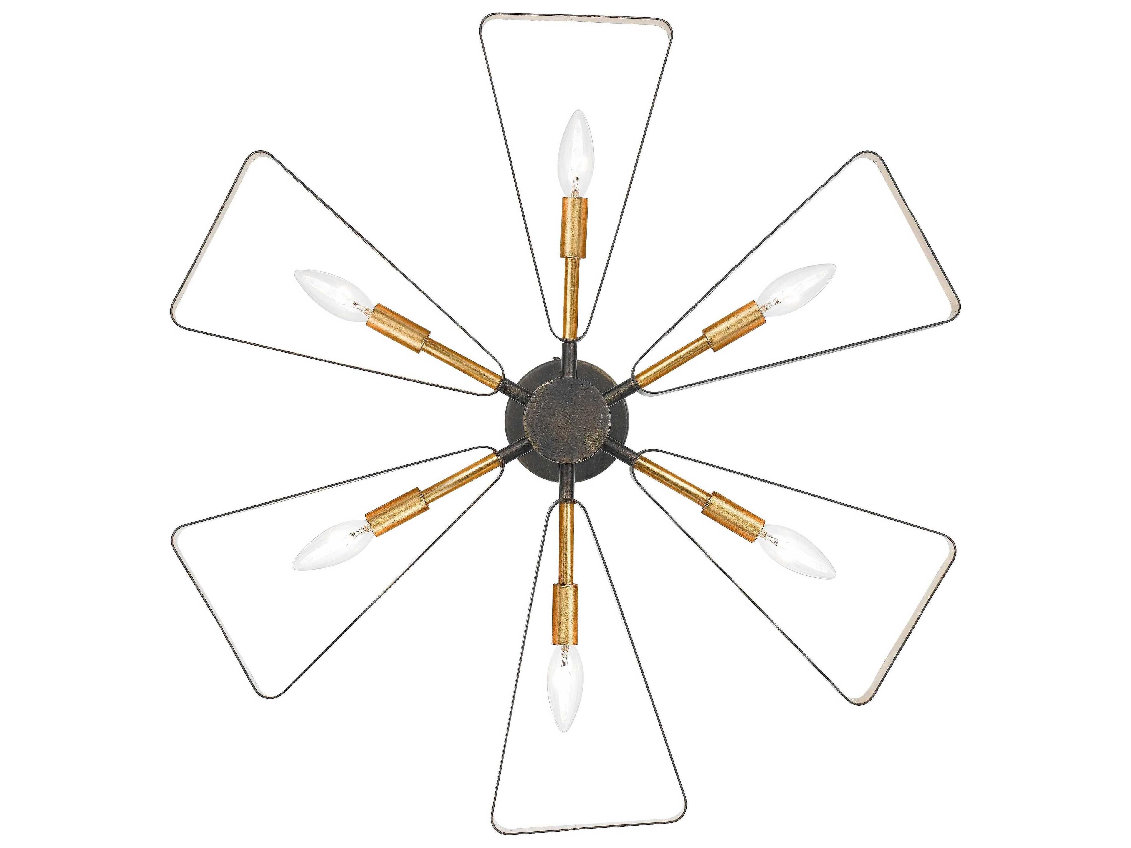 Crystorama Luna 6-Light English Bronze Antique Gold Geometric Chandelier