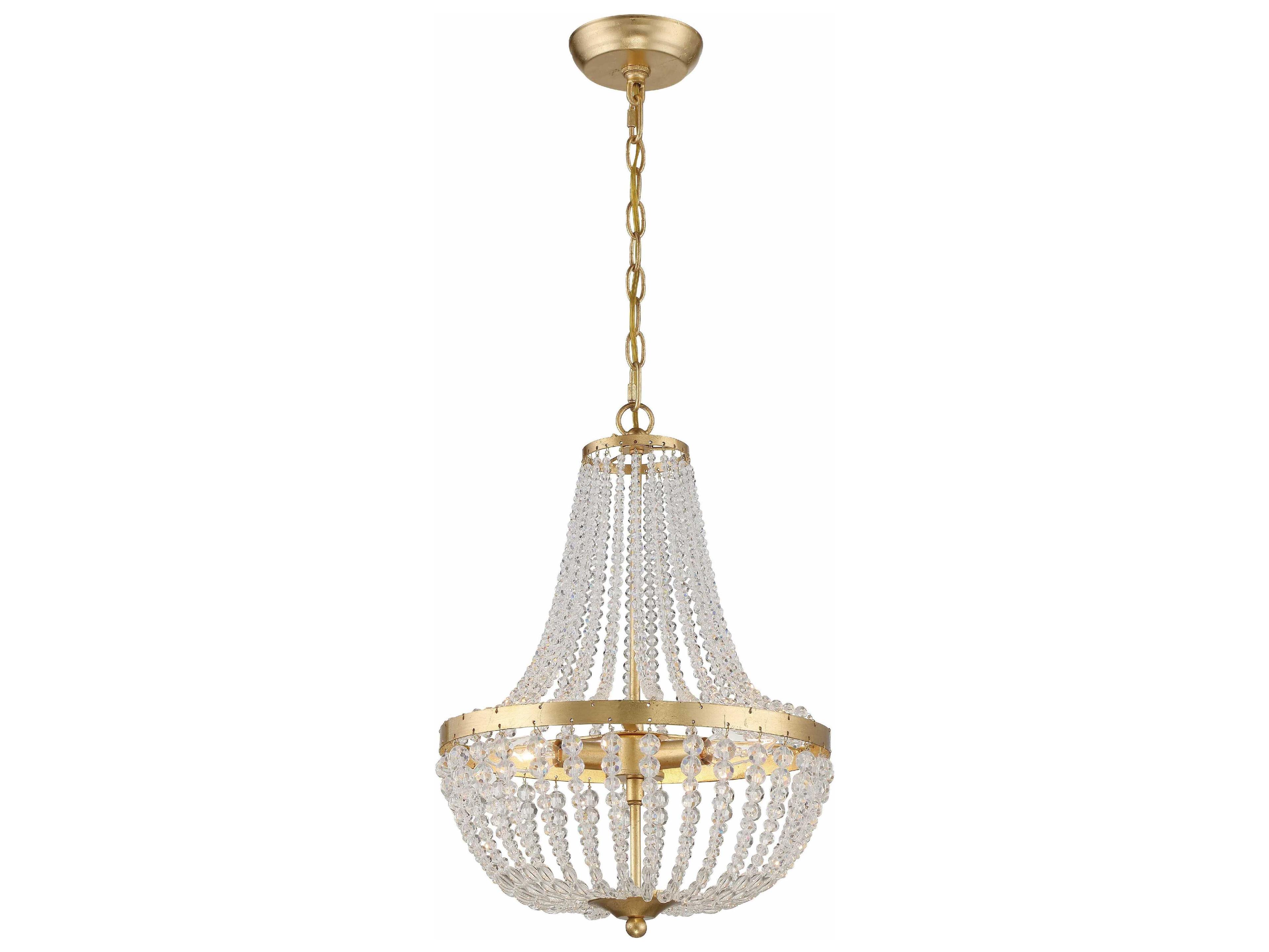 Crystorama Rylee 3-Light Antique Gold Crystal Bowl Candelabra Empire Chandelier