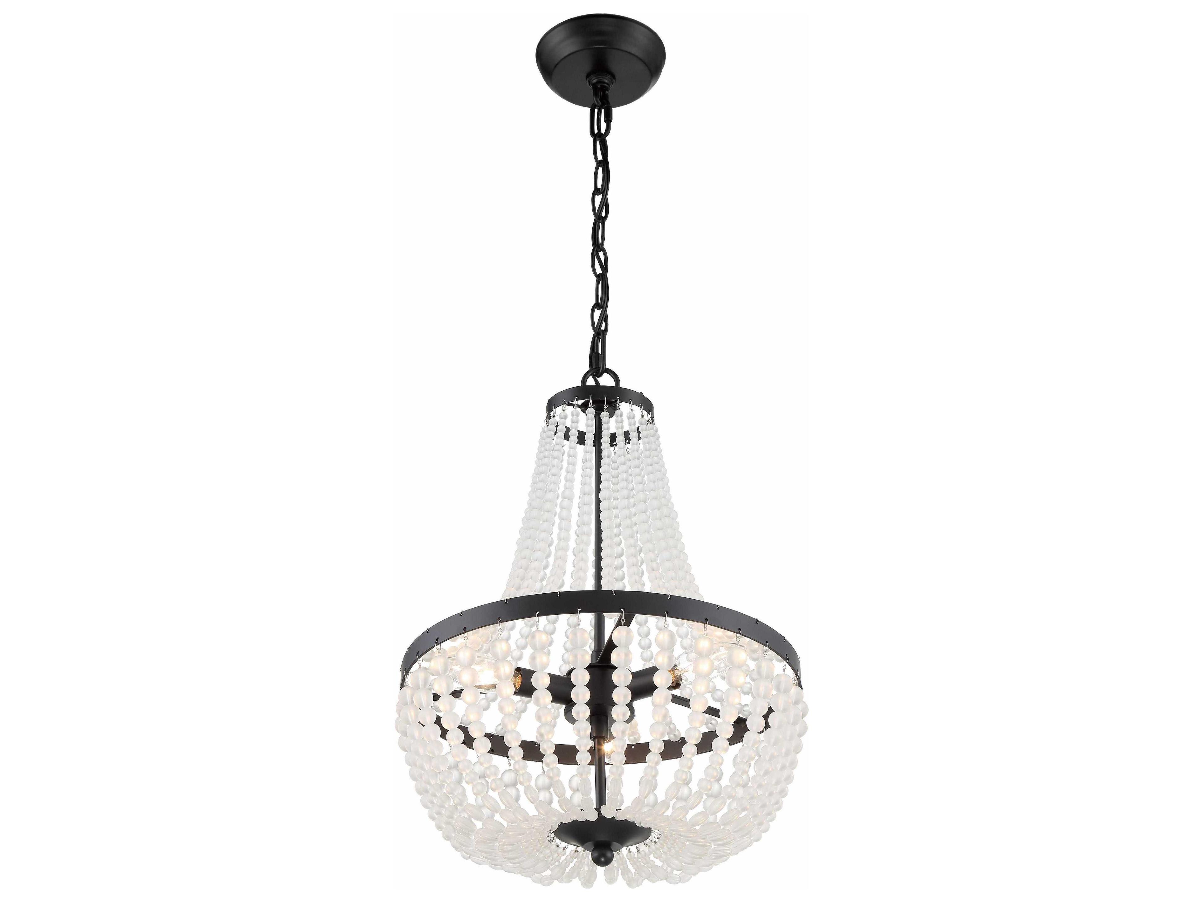 Crystorama Rylee 3-Light Matte Black Glass Candelabra Empire Chandelier