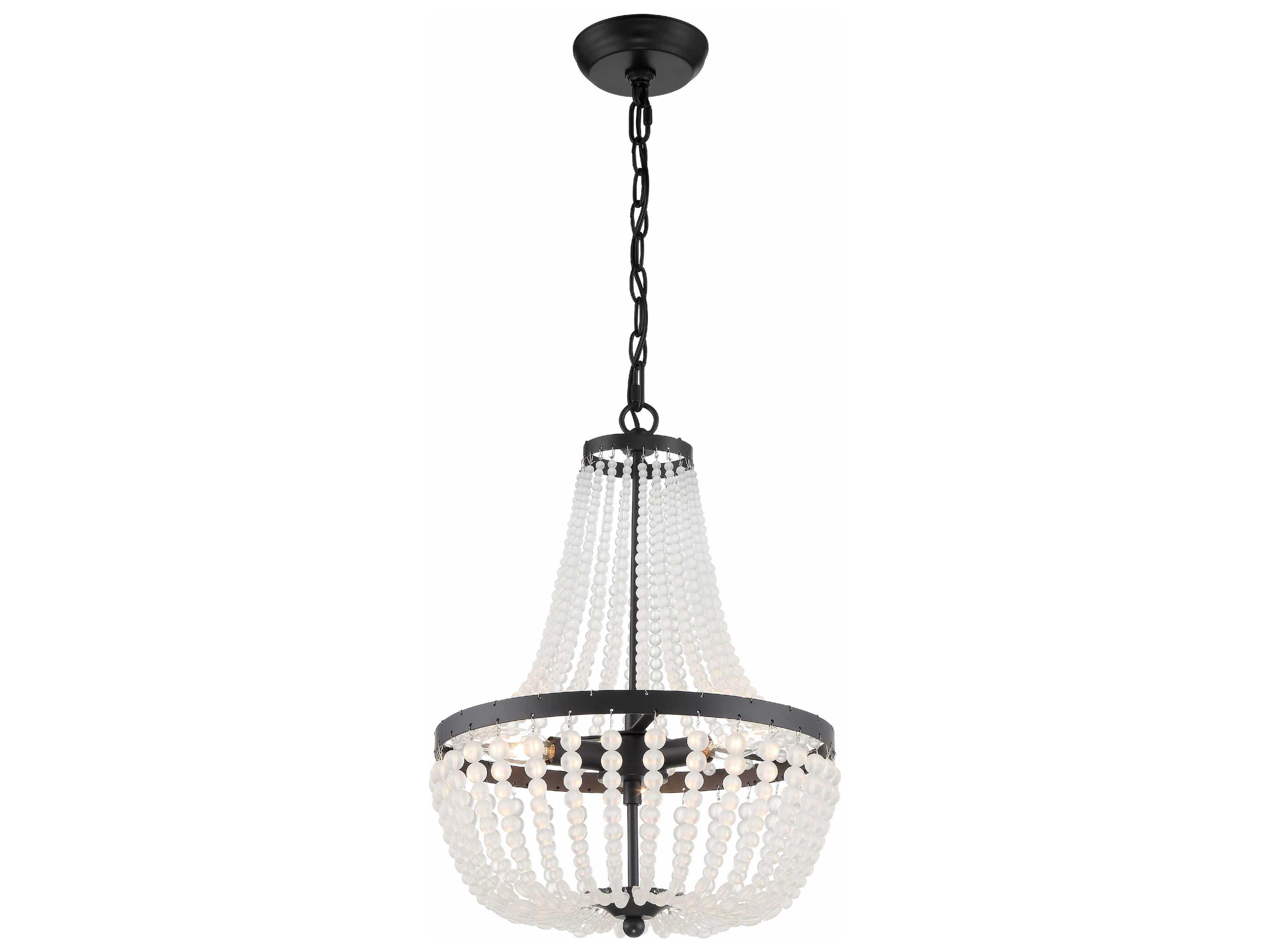 Crystorama Rylee 3-Light Matte Black Glass Candelabra Empire Chandelier