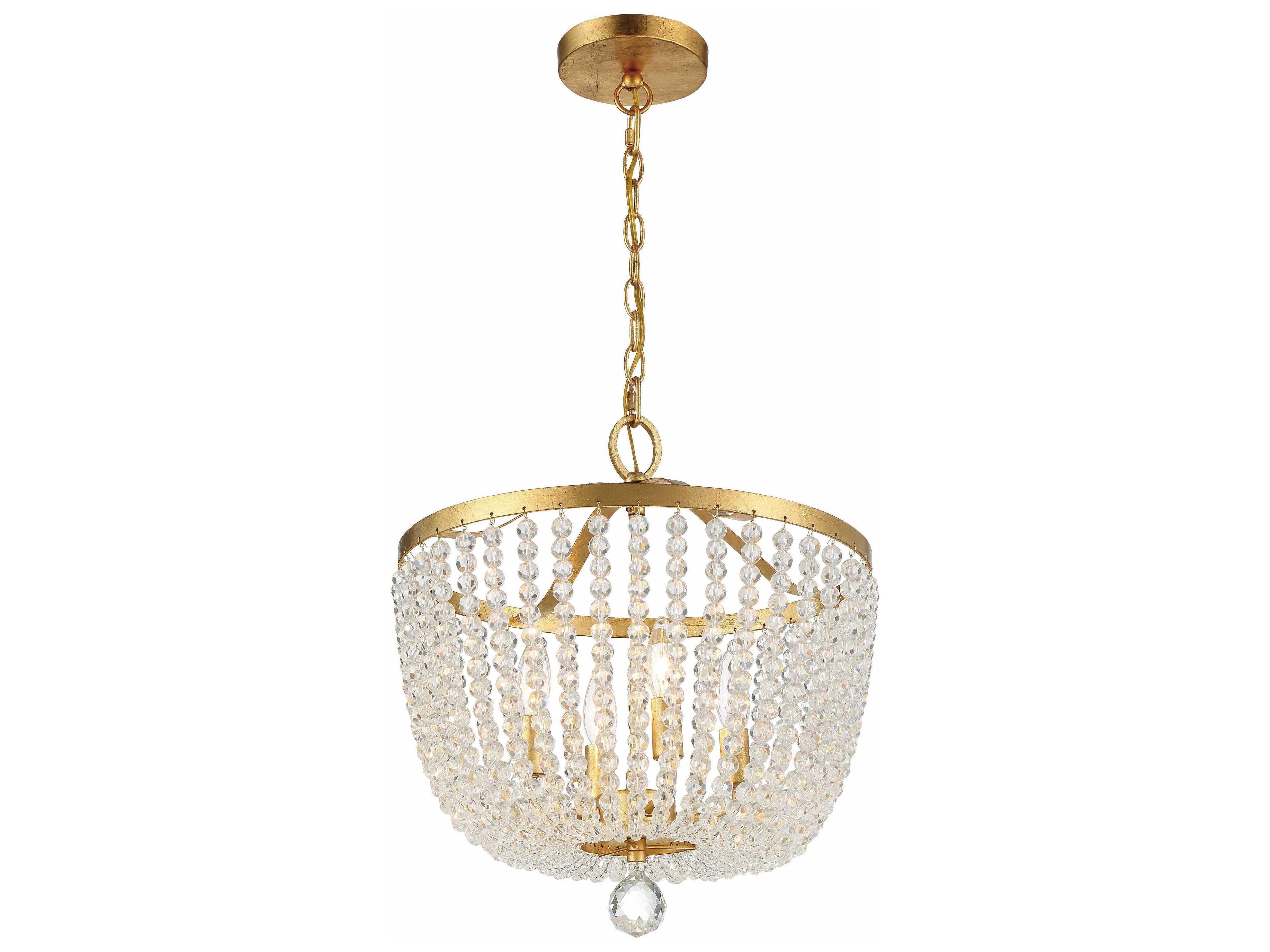Crystorama Rylee 4-Light Antique Gold Crystal Bowl Candelabra Chandelier