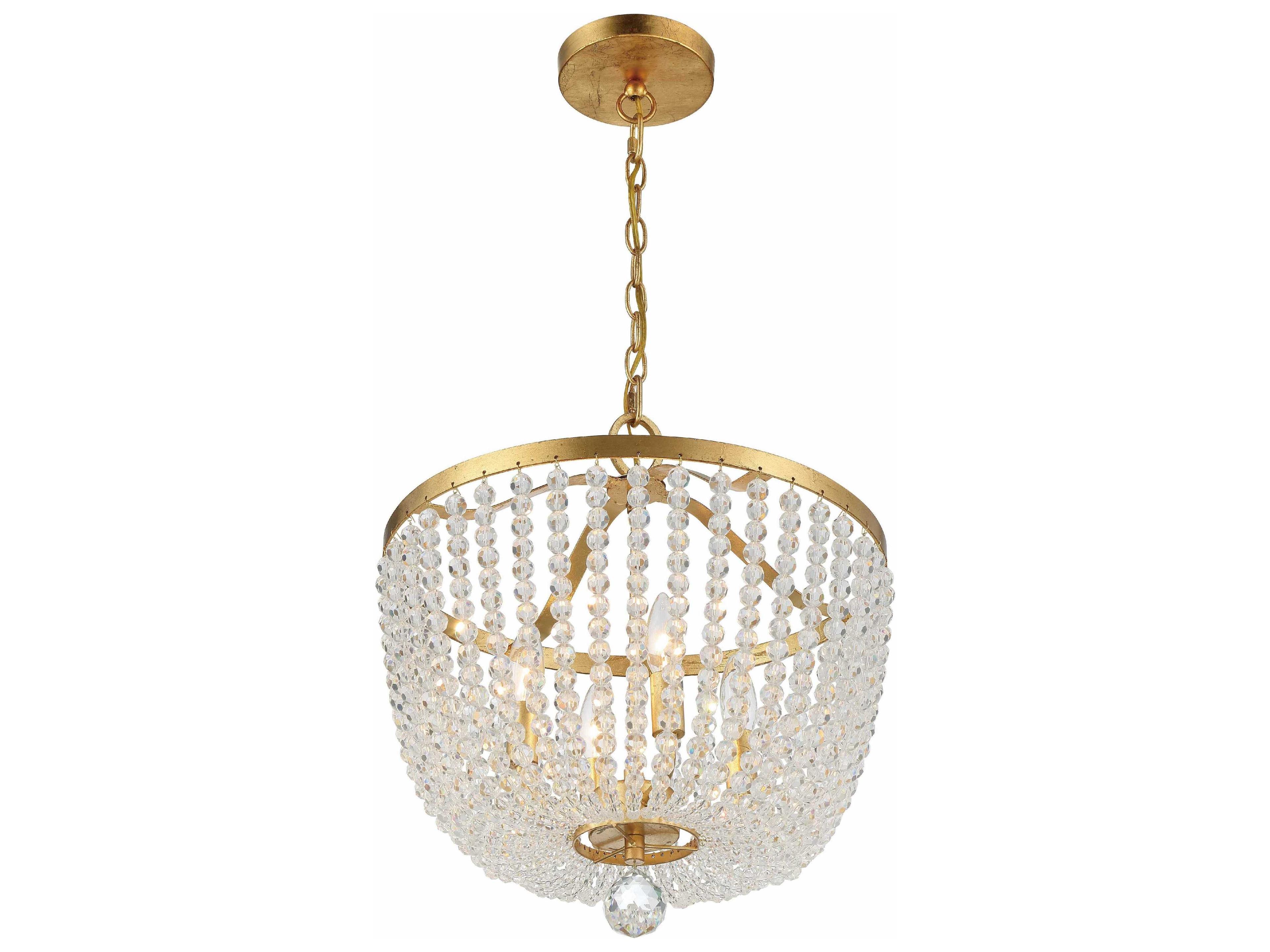 Crystorama Rylee 4-Light Antique Gold Crystal Bowl Candelabra Chandelier