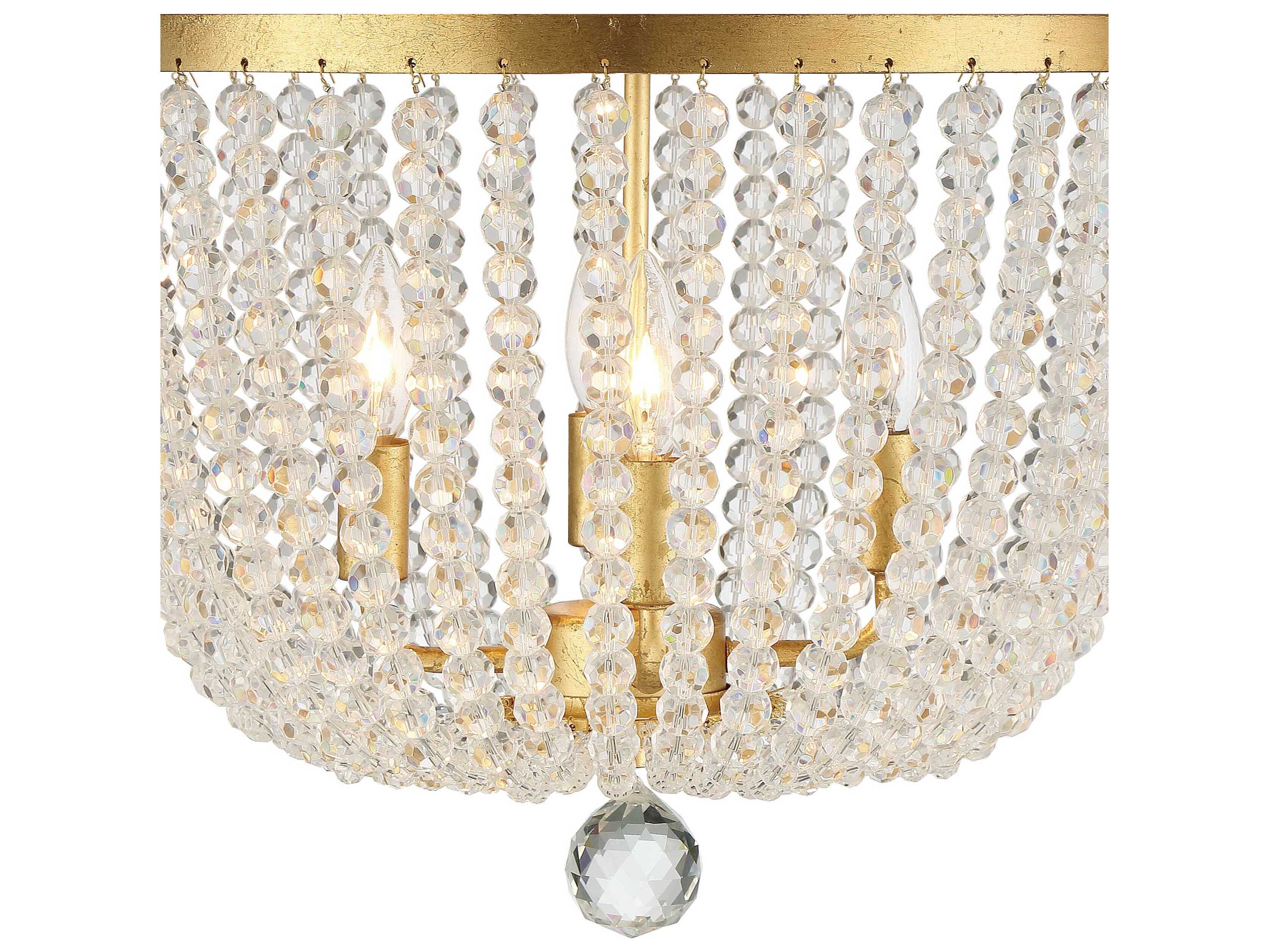 Crystorama Rylee 4-Light Antique Gold Crystal Bowl Candelabra Chandelier