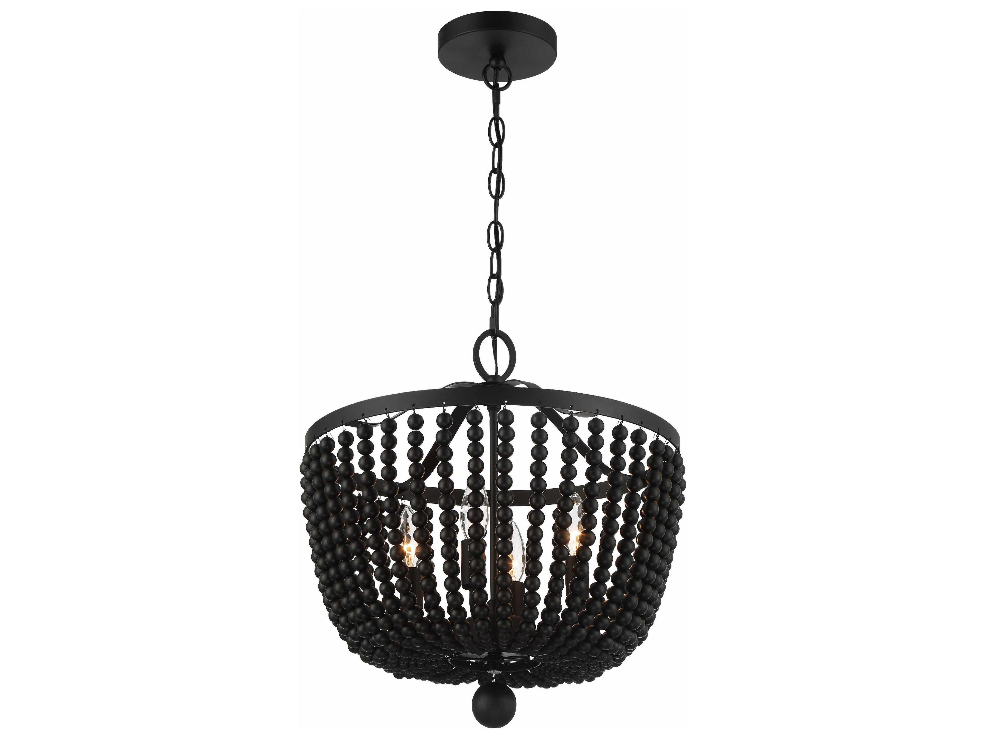 Crystorama Rylee 4-Light Matte Black Bowl Candelabra Chandelier