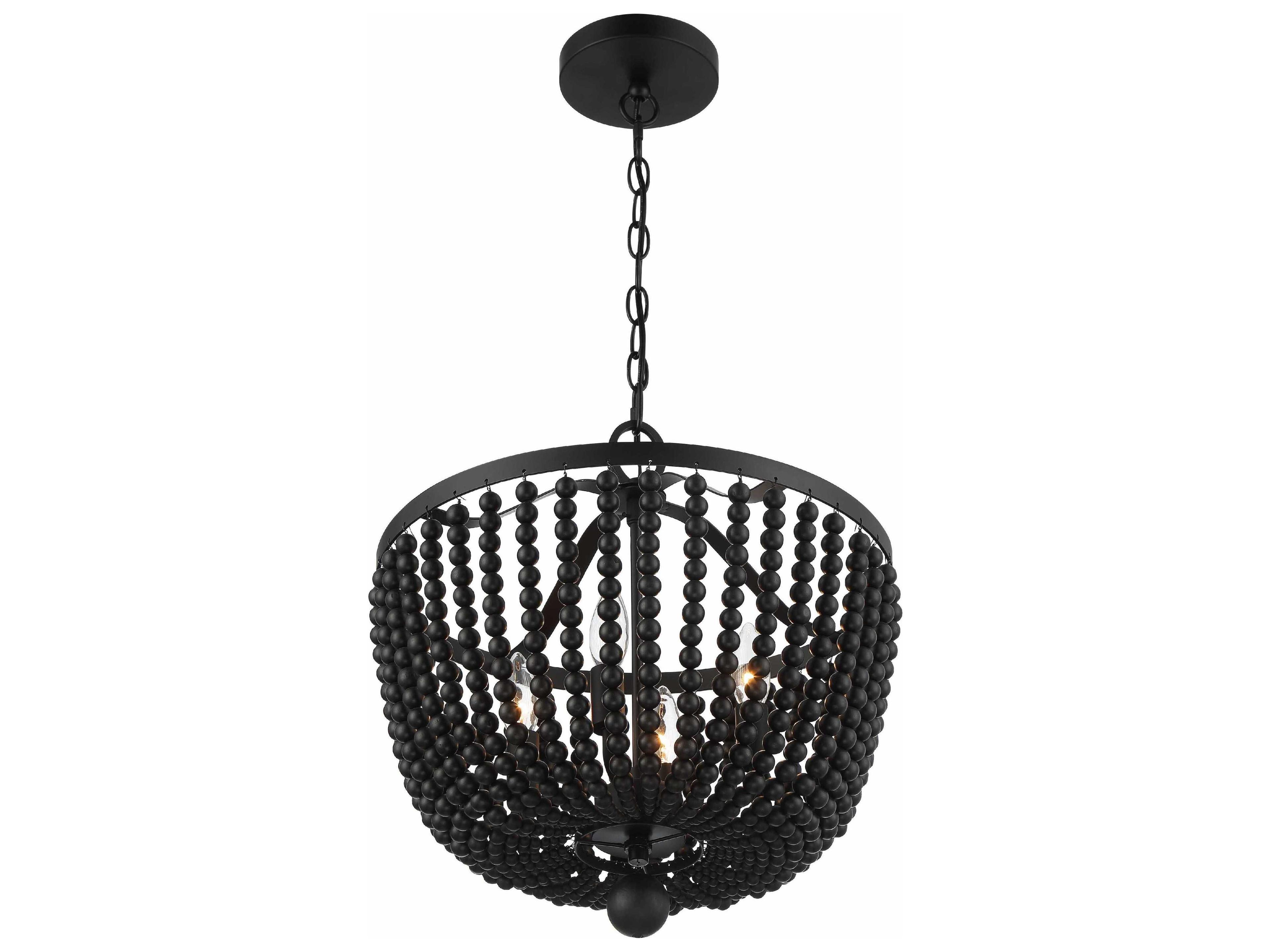 Crystorama Rylee 4-Light Matte Black Bowl Candelabra Chandelier