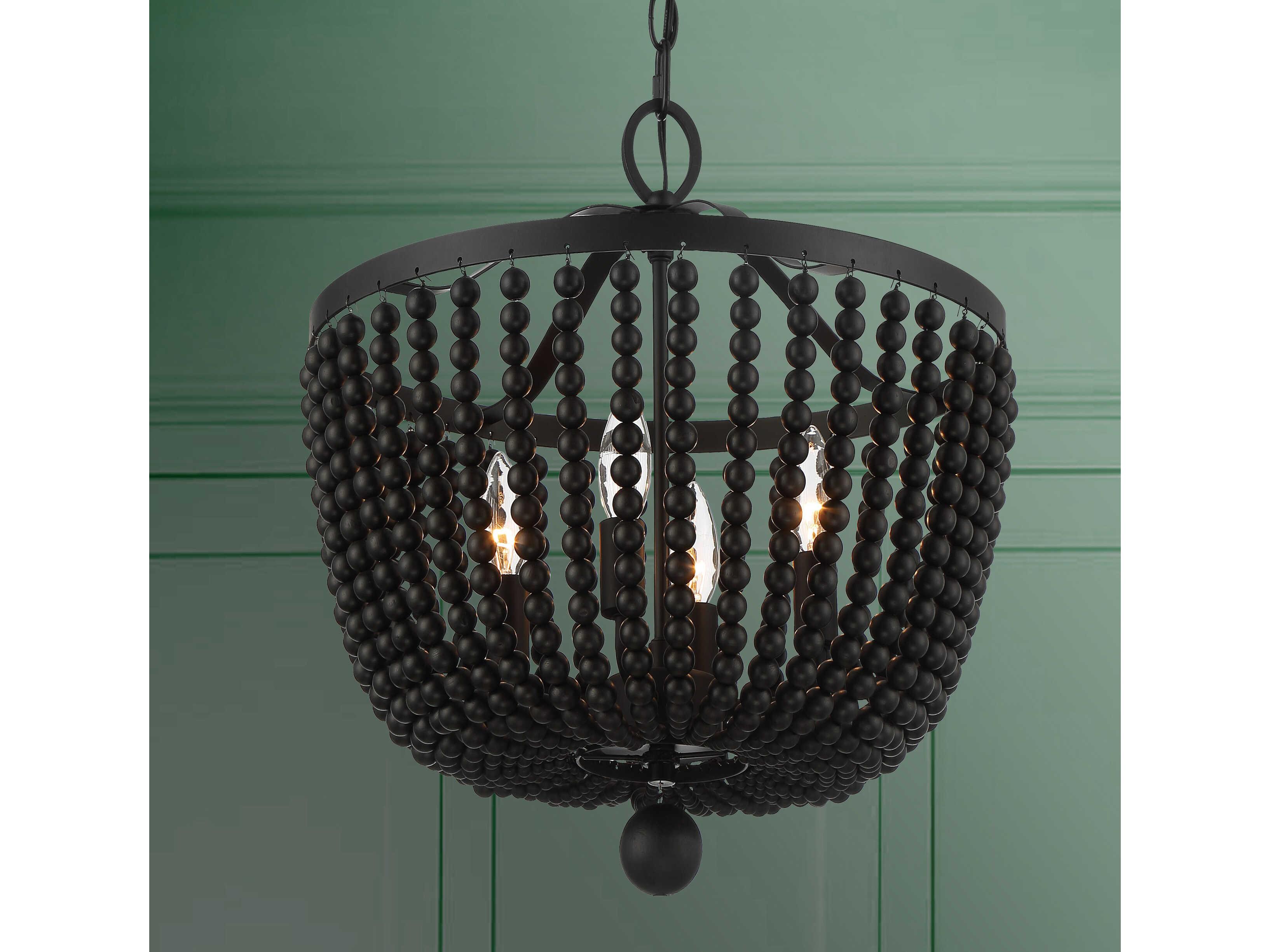 Crystorama Rylee 4-Light Matte Black Bowl Candelabra Chandelier