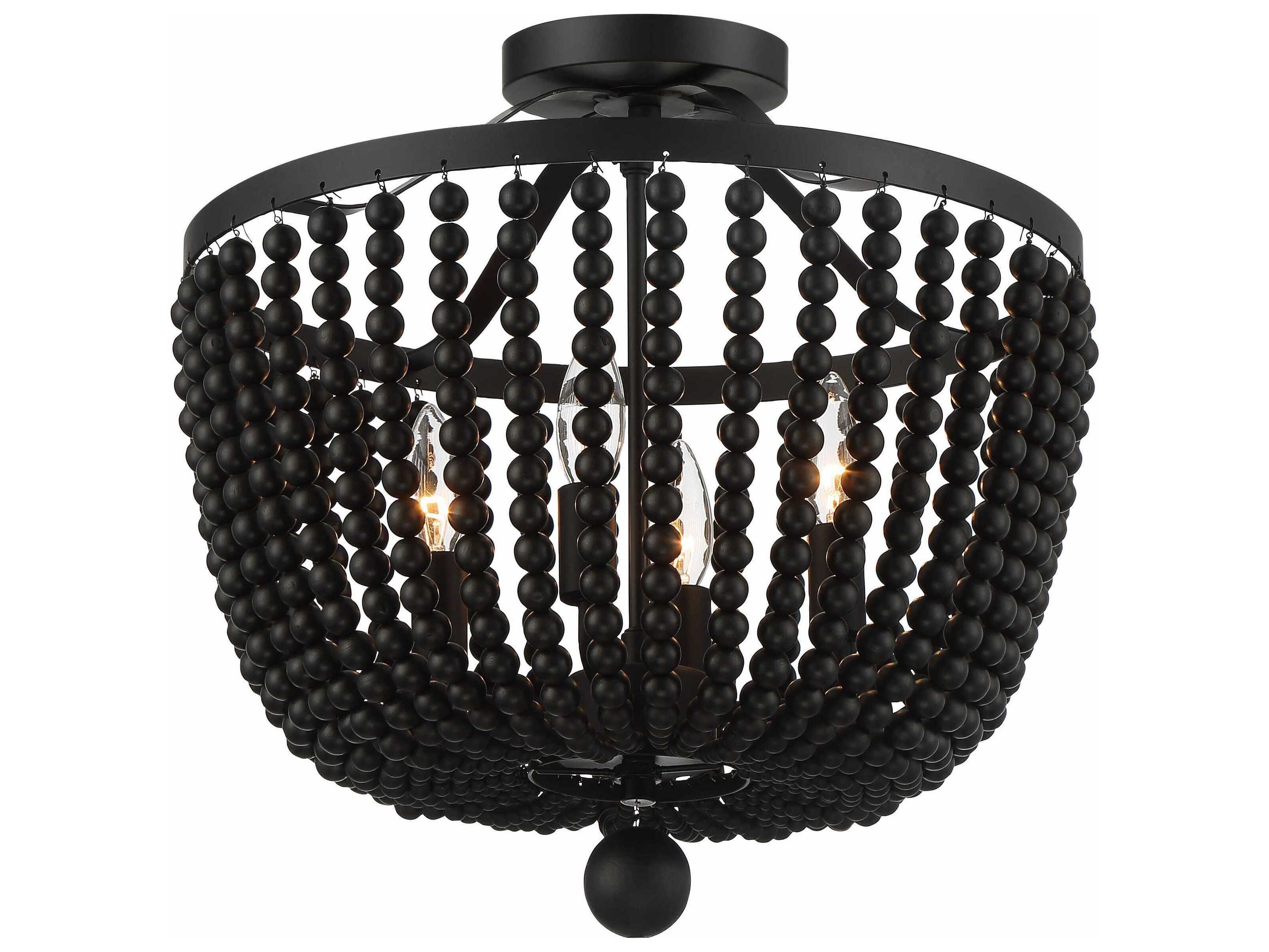 Crystorama Rylee 4-Light Matte Black Bowl Semi Flush Mount