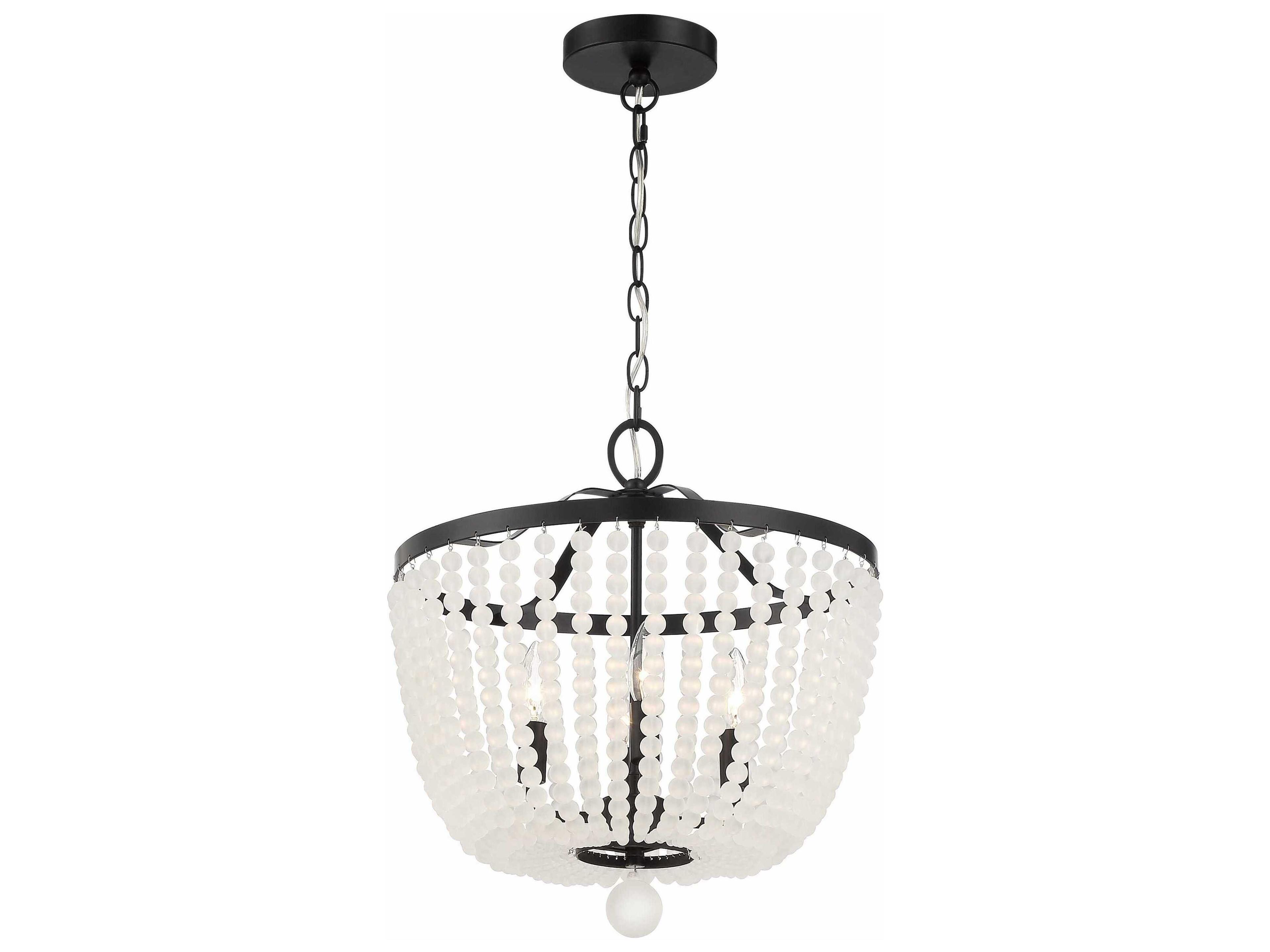 Crystorama Rylee 4-Light Matte Black Glass Bowl Candelabra Chandelier