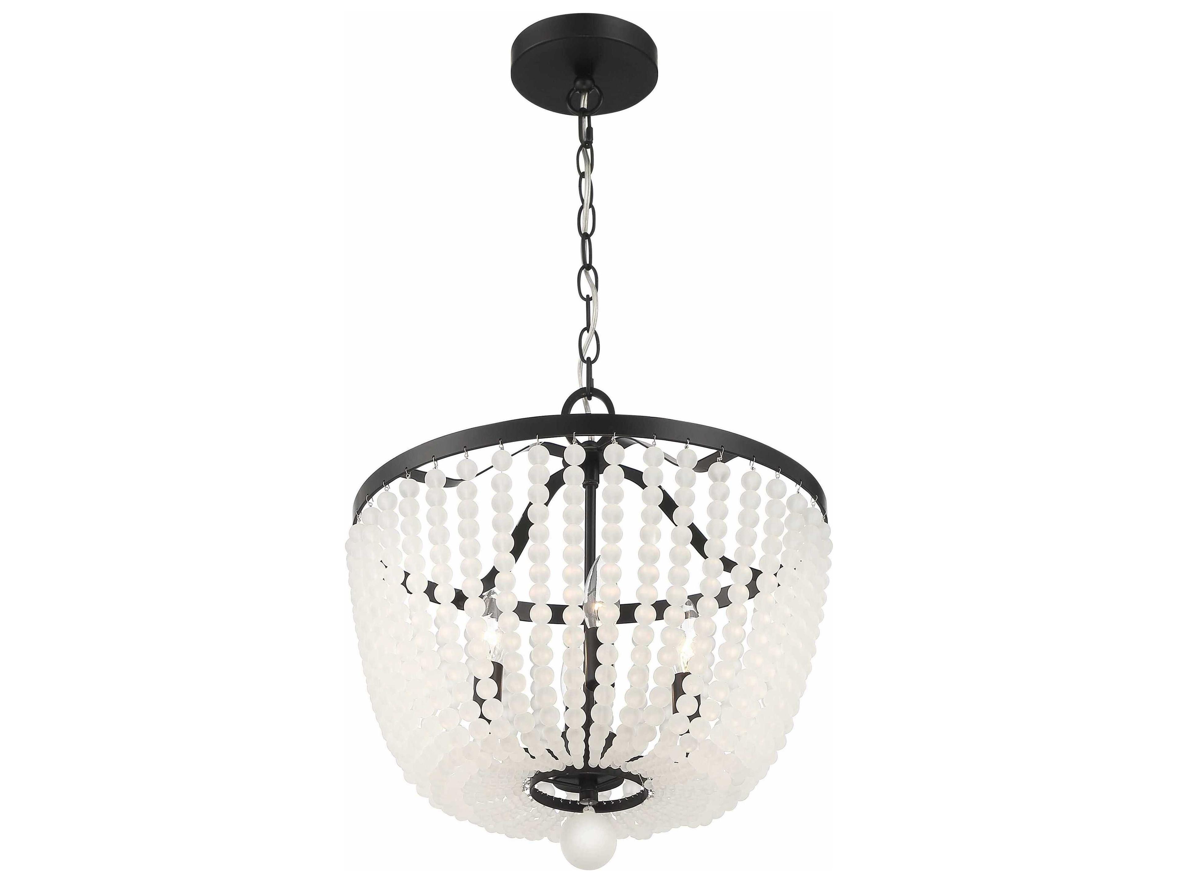 Crystorama Rylee 4-Light Matte Black Glass Bowl Candelabra Chandelier