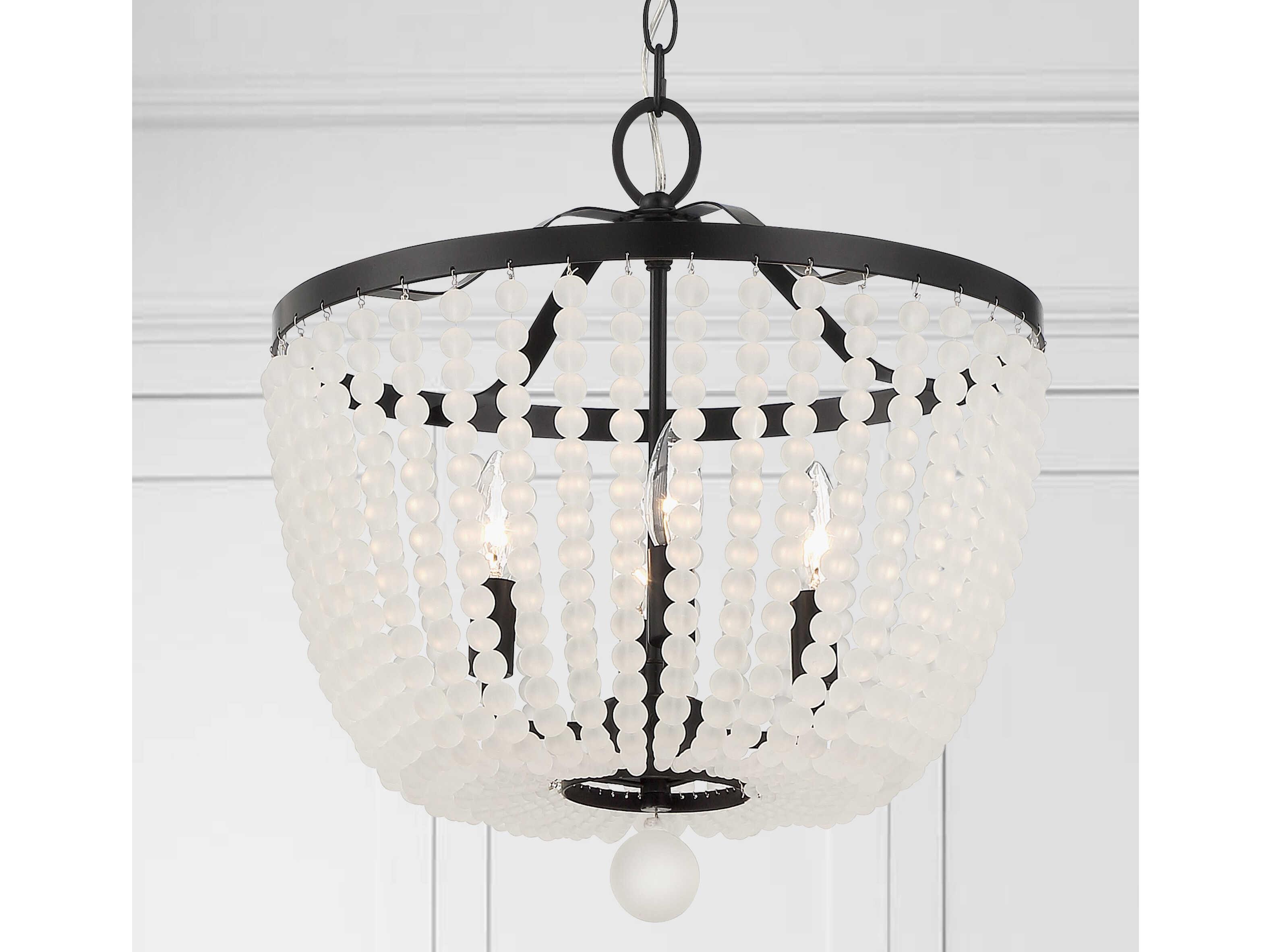 Crystorama Rylee 4-Light Matte Black Glass Bowl Candelabra Chandelier