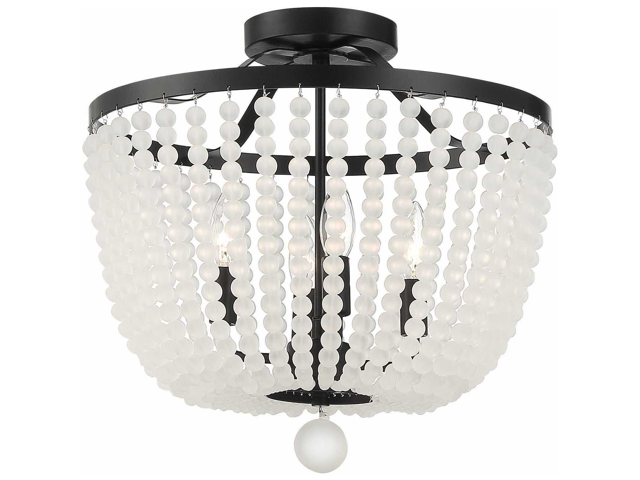 Crystorama Rylee 4-Light Matte Black Glass Bowl Semi Flush Mount