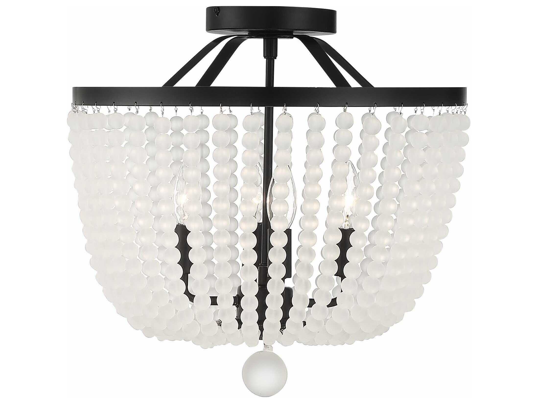 Crystorama Rylee 4-Light Matte Black Glass Bowl Semi Flush Mount