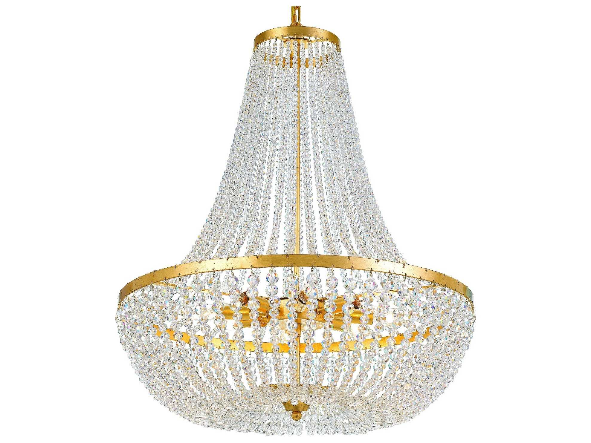 Crystorama Rylee 8-Light Gold Candelabra Empire Chandelier