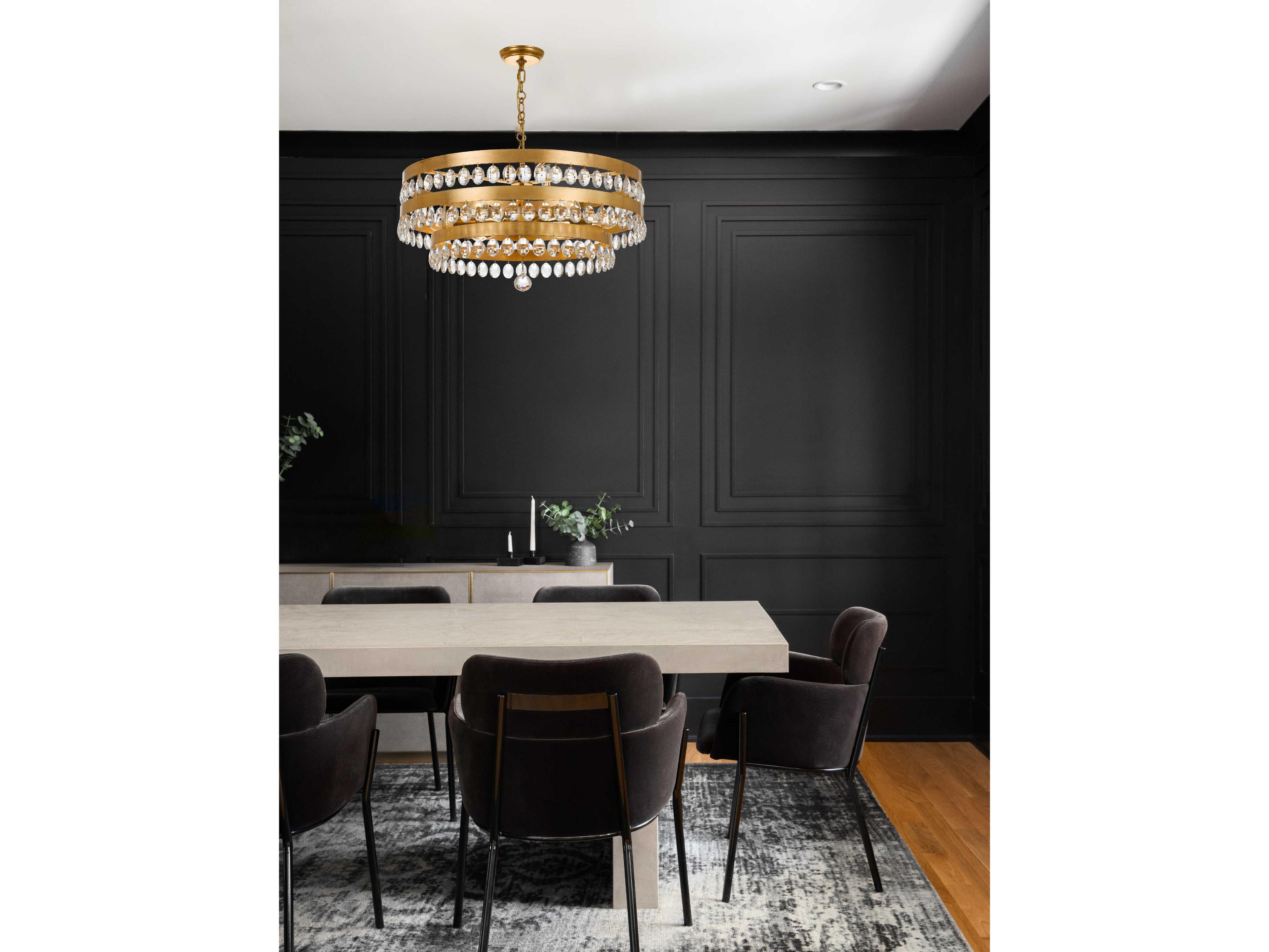 Crystorama Perla 6-Light Antique Gold Crystal Round Tiered Chandelier