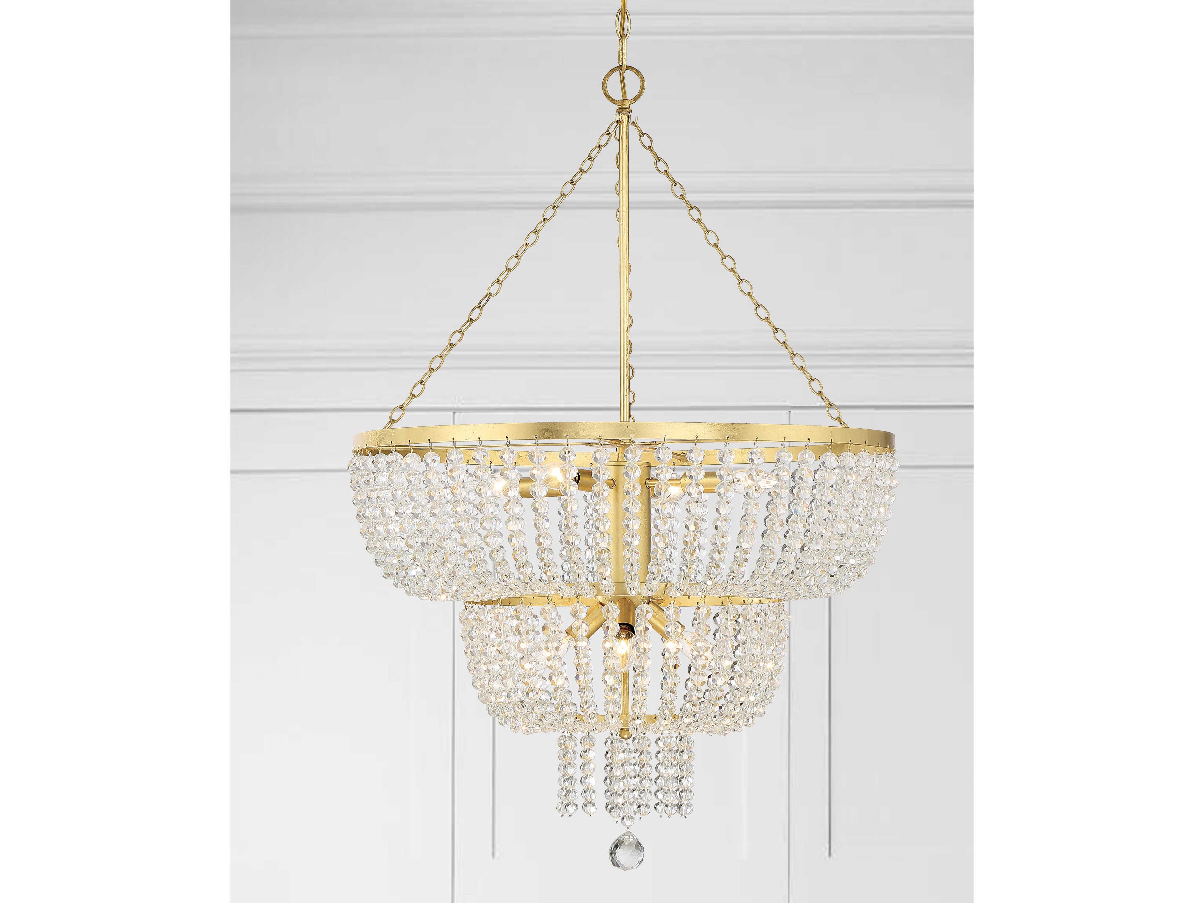 Crystorama Rylee 8-Light Antique Gold Crystal Bowl Candelabra Chandelier