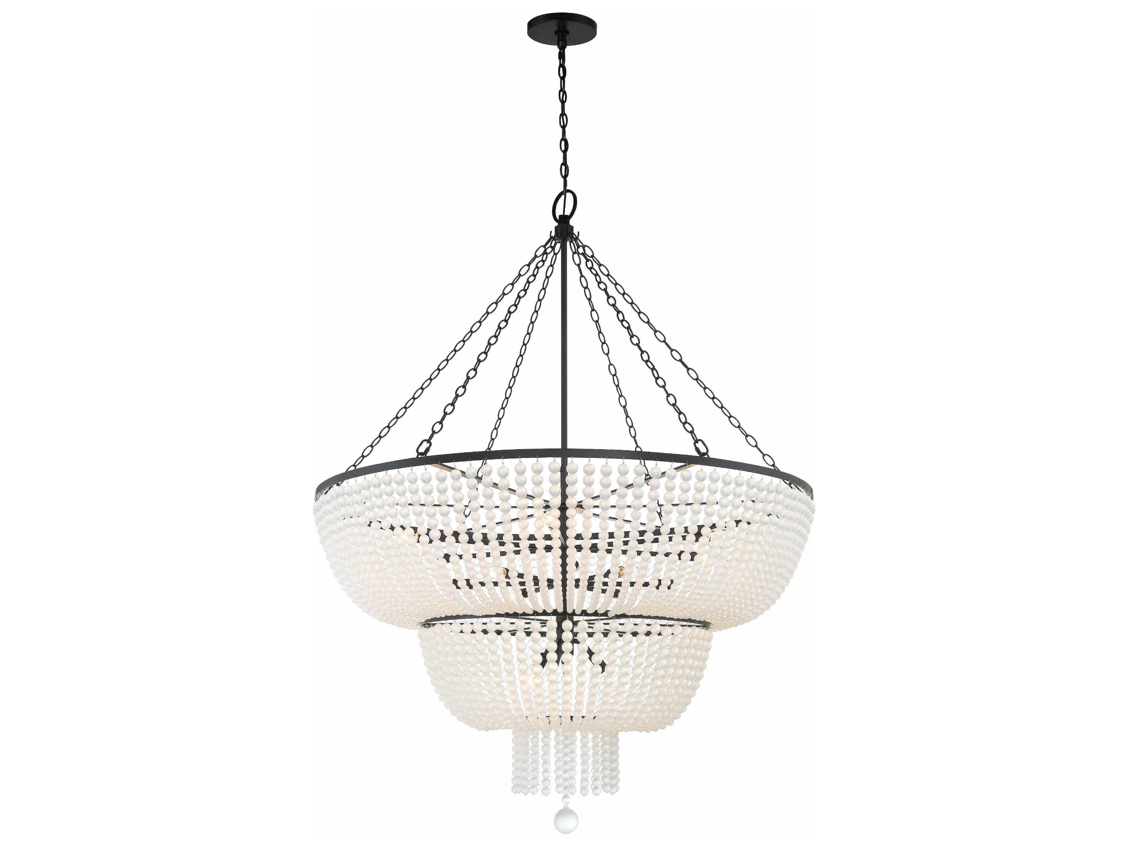 Crystorama Rylee 15-Light Matte Black Glass Candelabra Chandelier