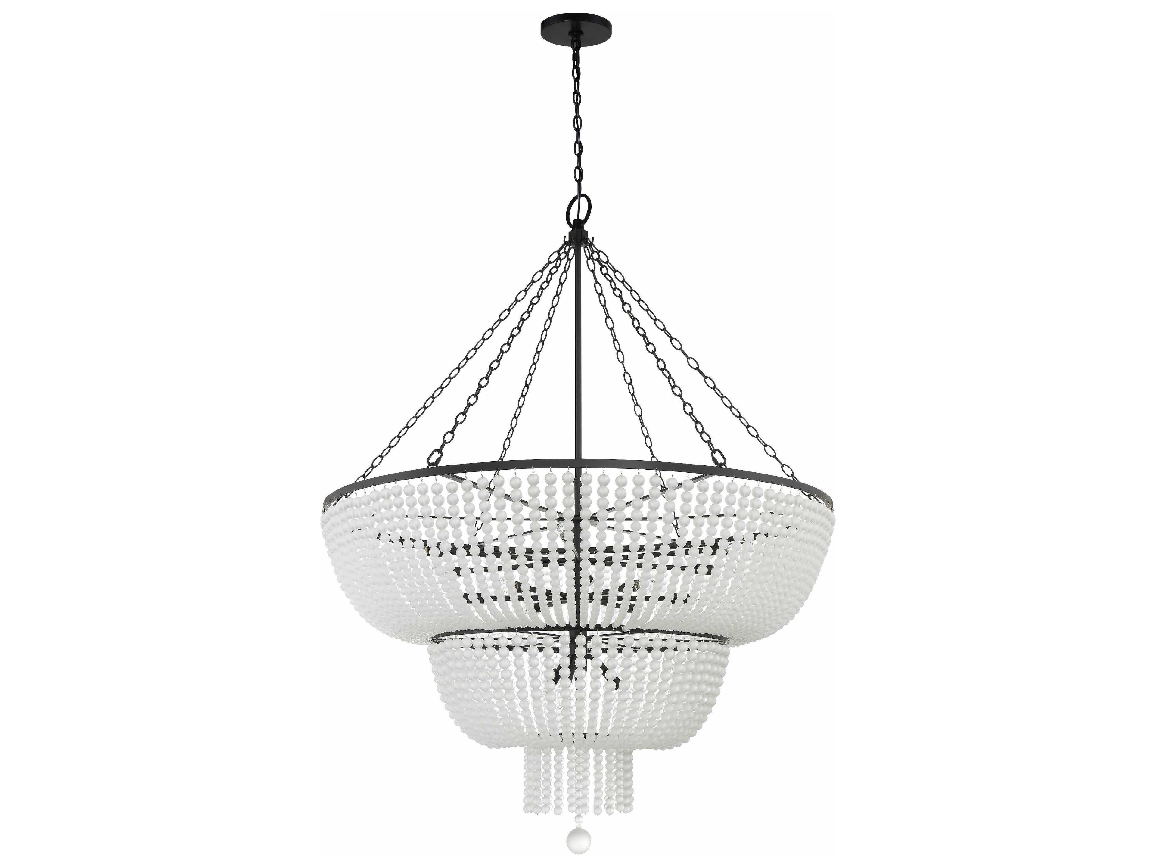 Crystorama Rylee 15-Light Matte Black Glass Candelabra Chandelier