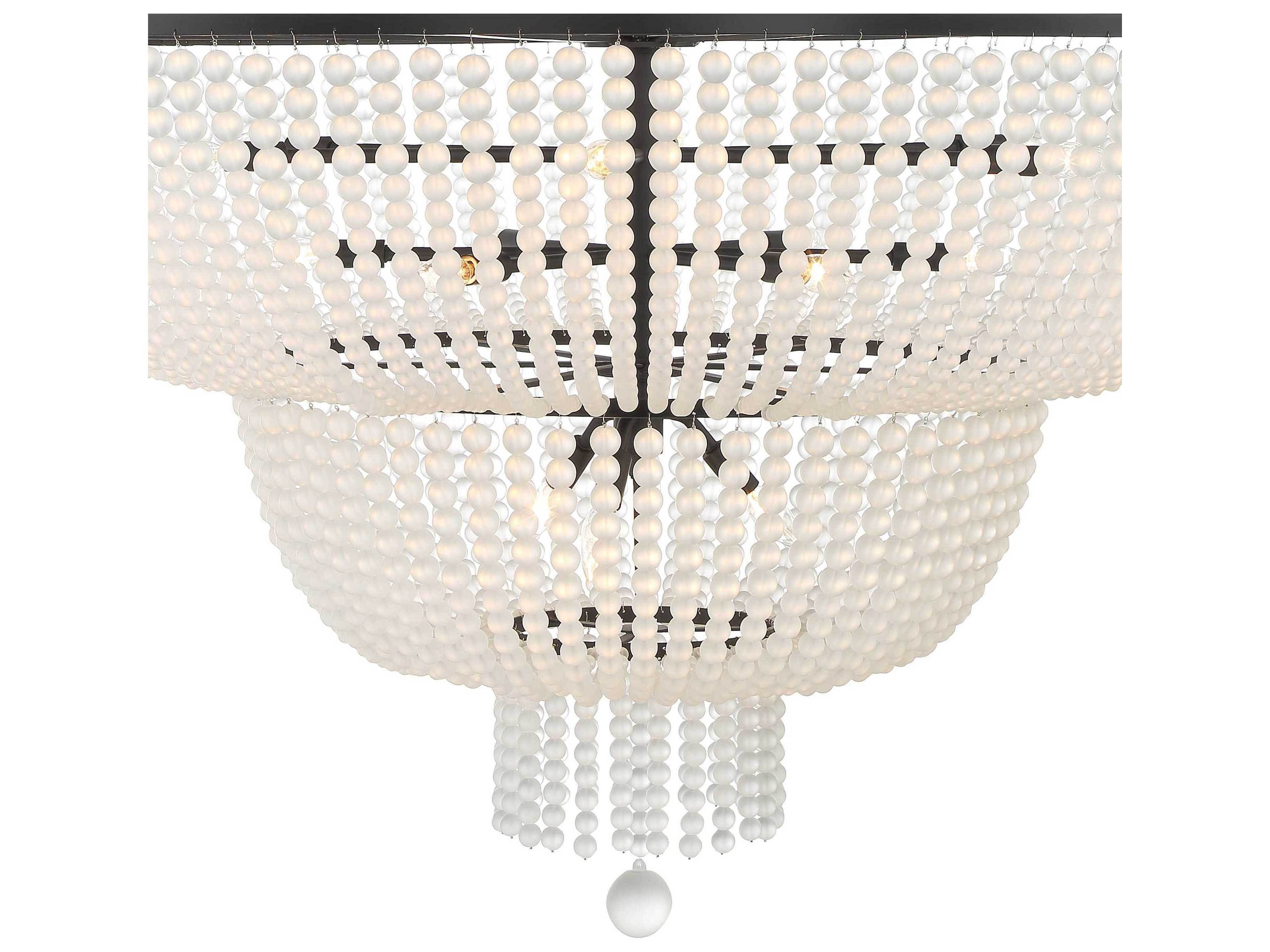 Crystorama Rylee 15-Light Matte Black Glass Candelabra Chandelier