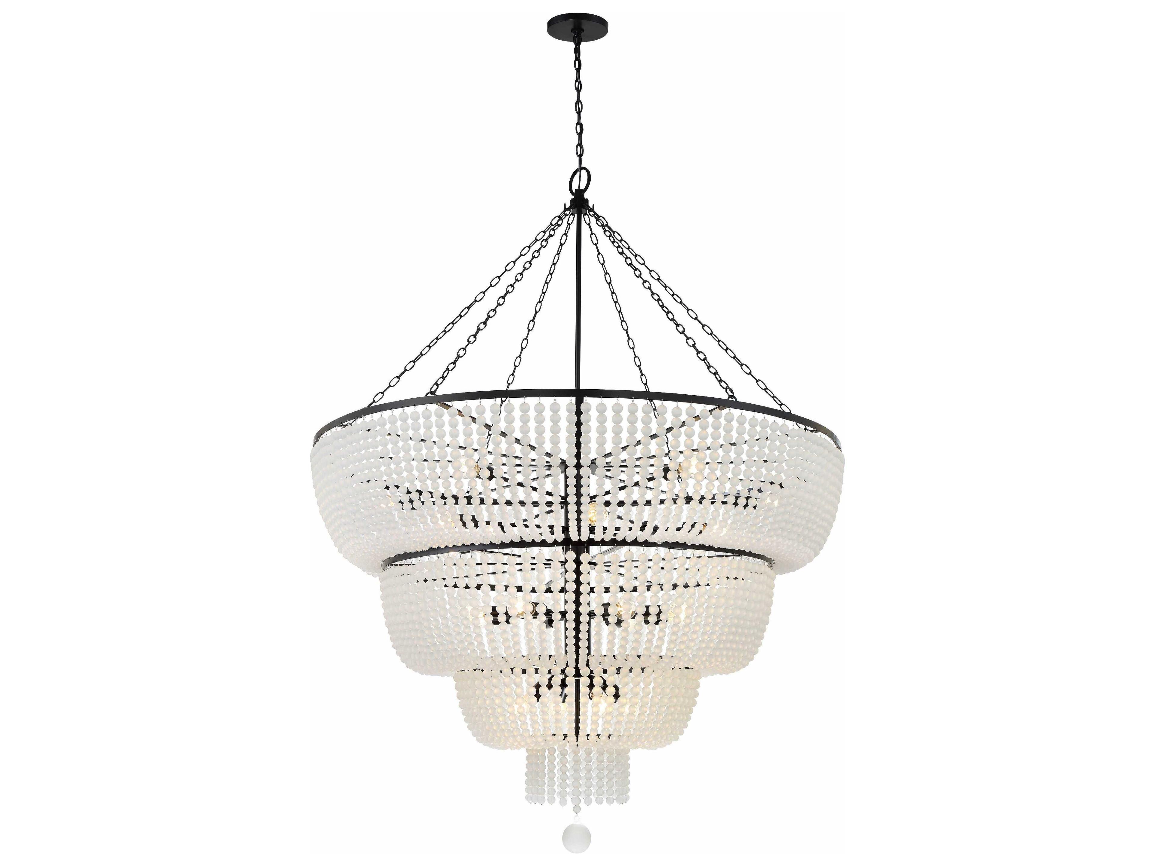 Crystorama Rylee 24-Light Matte Black Glass Candelabra Chandelier