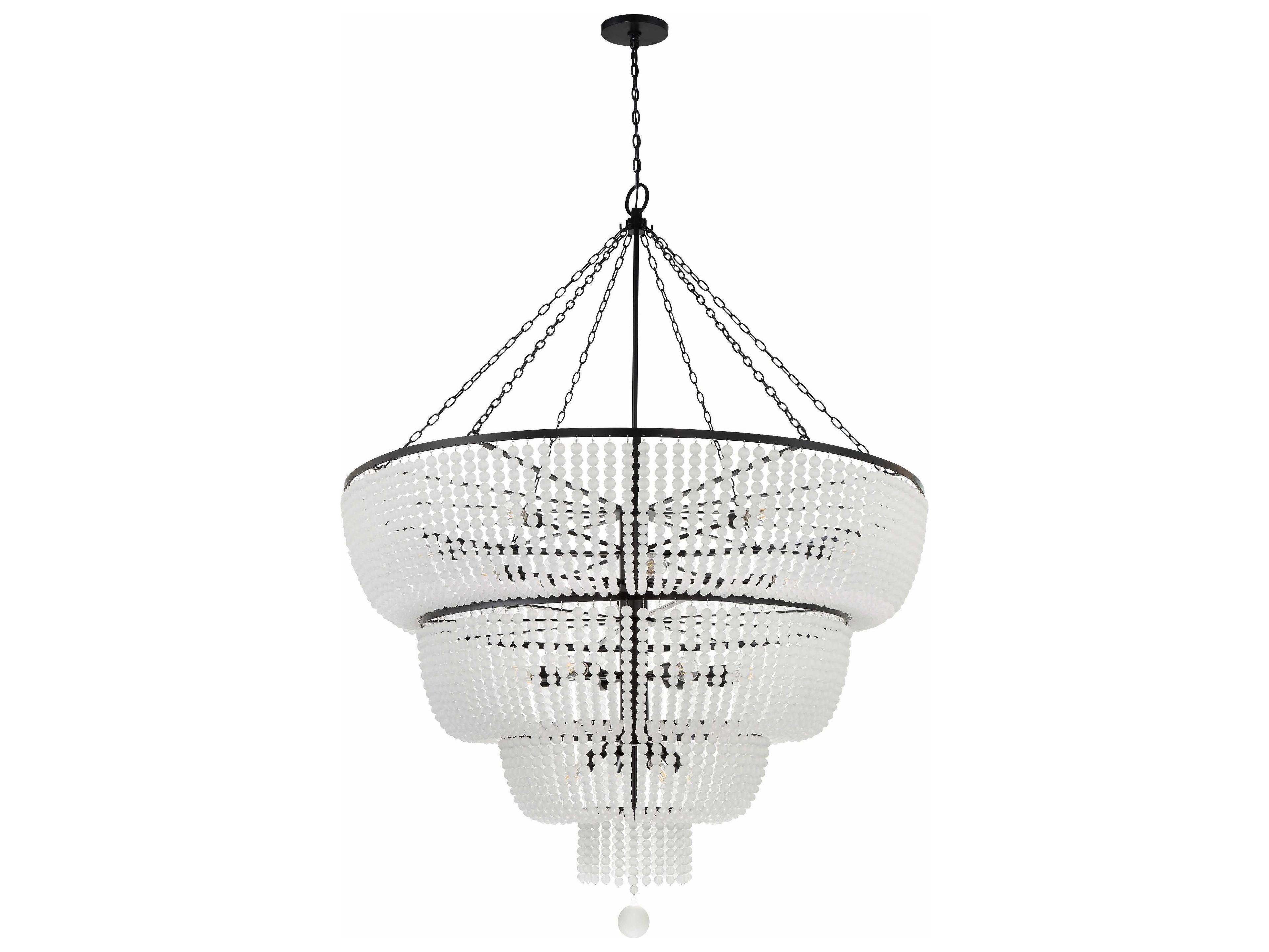 Crystorama Rylee 24-Light Matte Black Glass Candelabra Chandelier