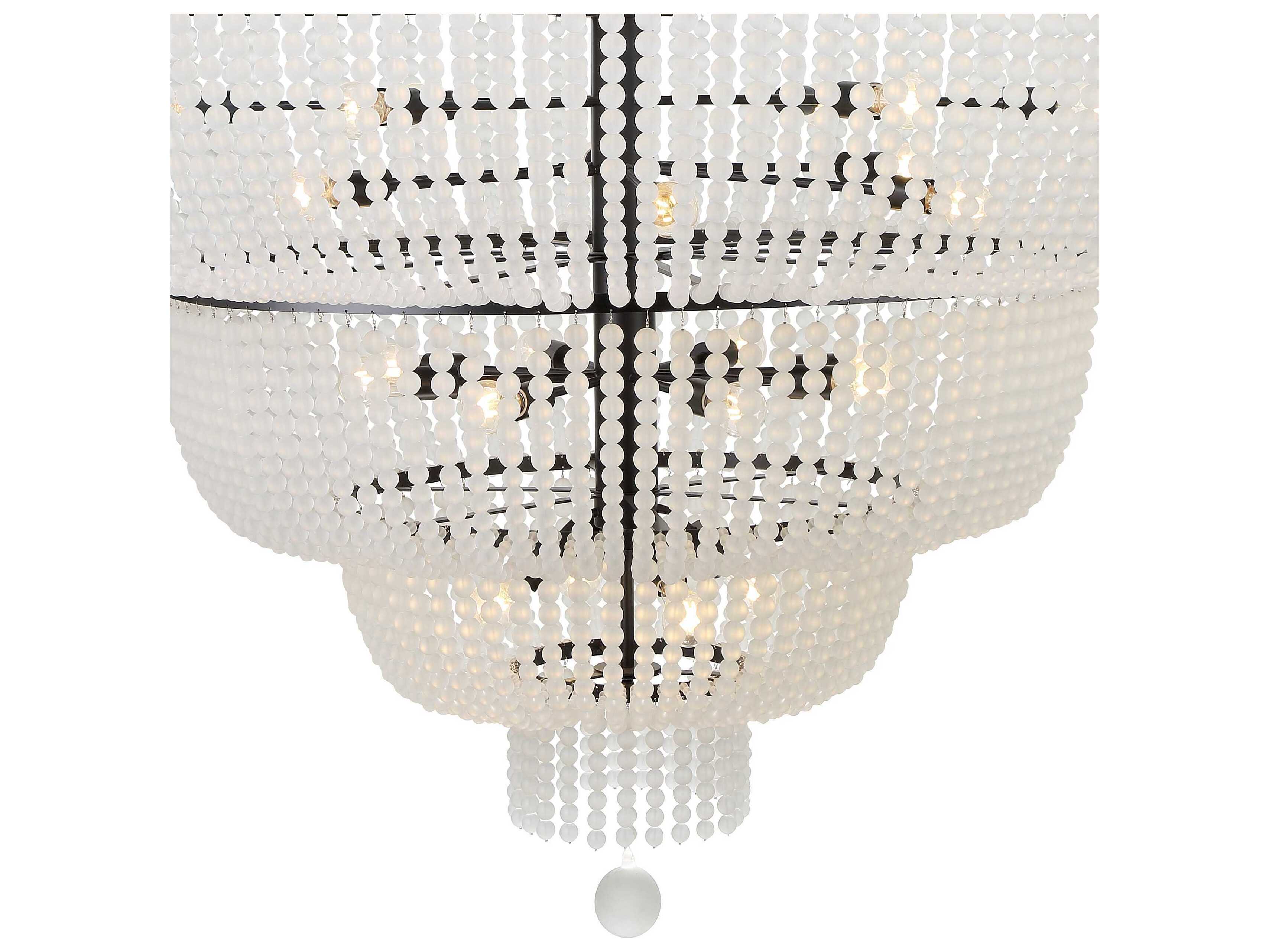 Crystorama Rylee 24-Light Matte Black Glass Candelabra Chandelier