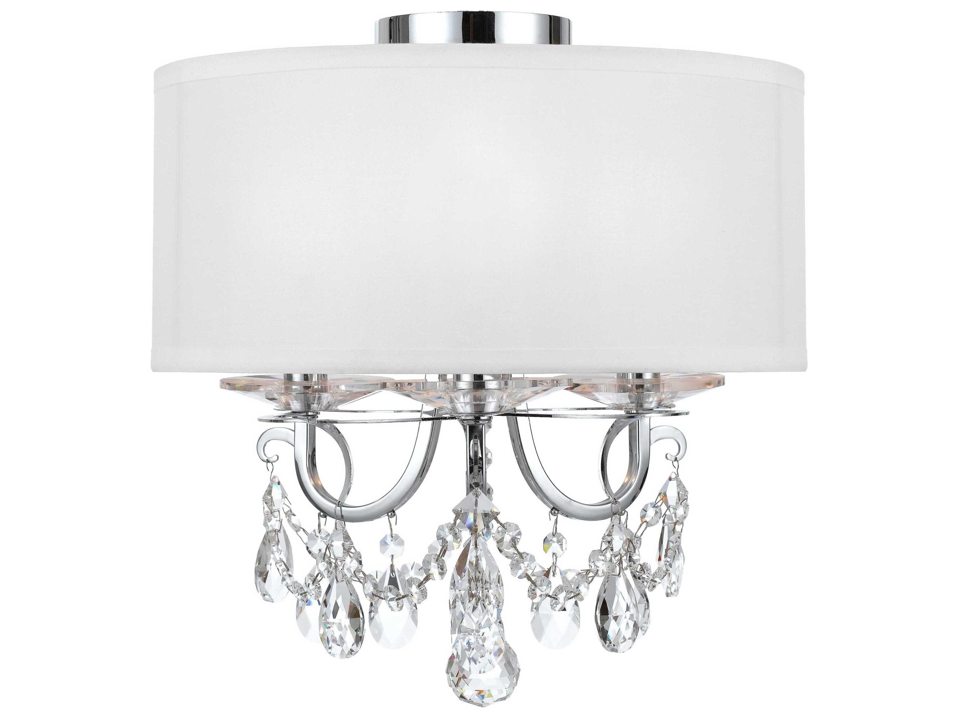 Crystorama Othello 3-Light Polished Chrome Crystal Drum Semi Flush Mount