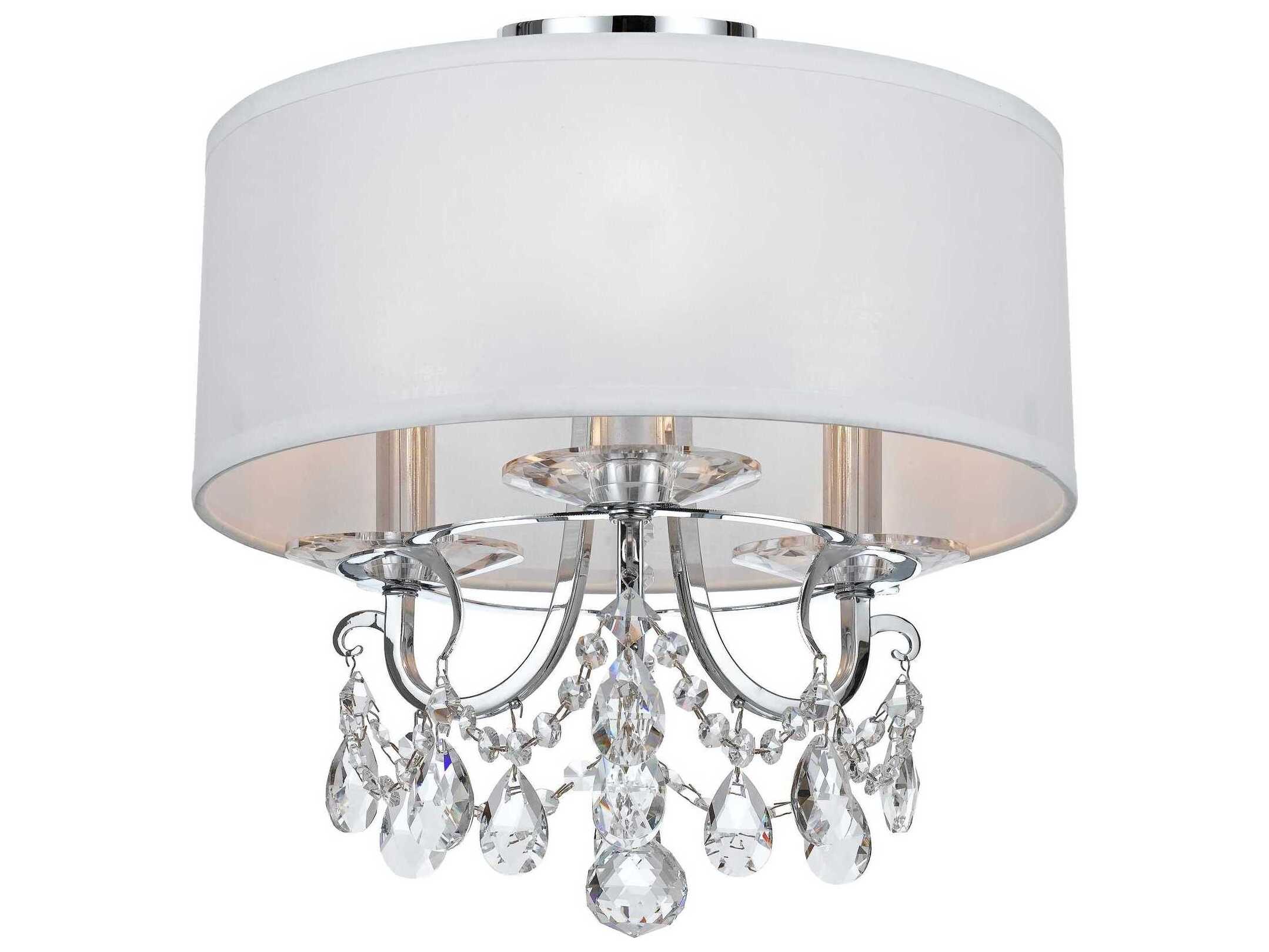 Crystorama Othello 3-Light Polished Chrome Crystal Drum Semi Flush Mount
