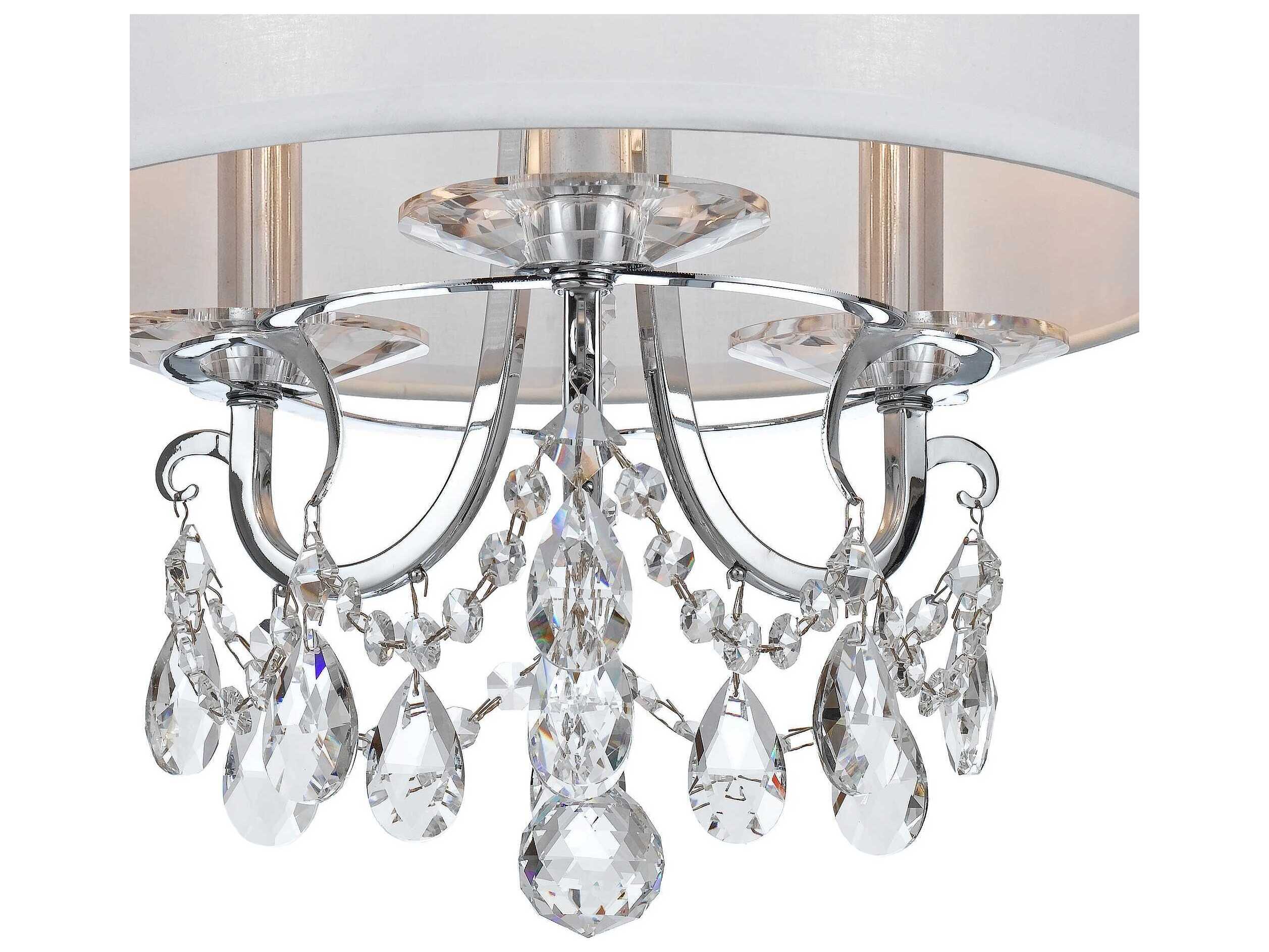 Crystorama Othello 3-Light Polished Chrome Crystal Drum Semi Flush Mount