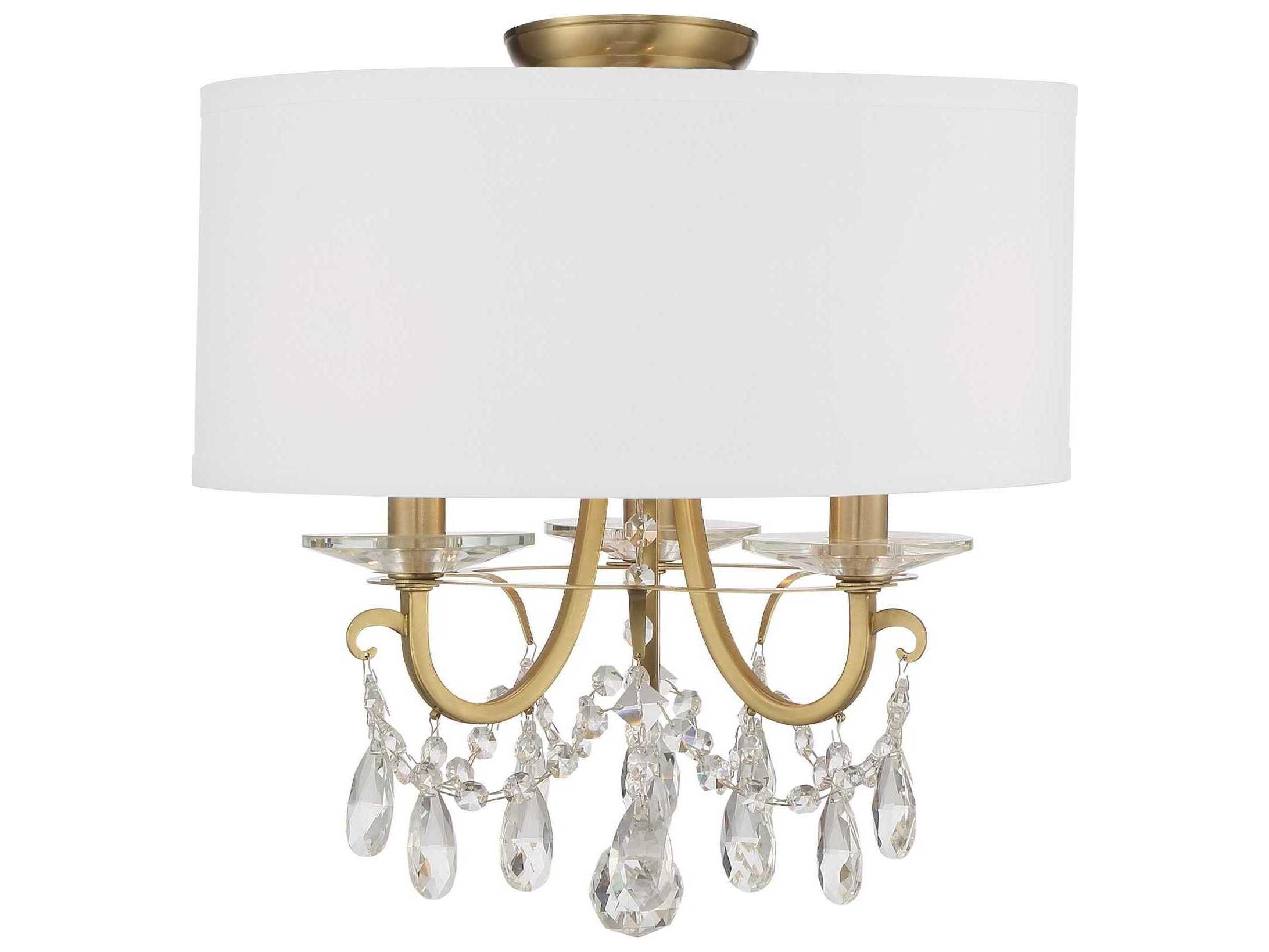 Crystorama Othello 3-Light Vibrant Gold Crystal Drum Semi Flush Mount