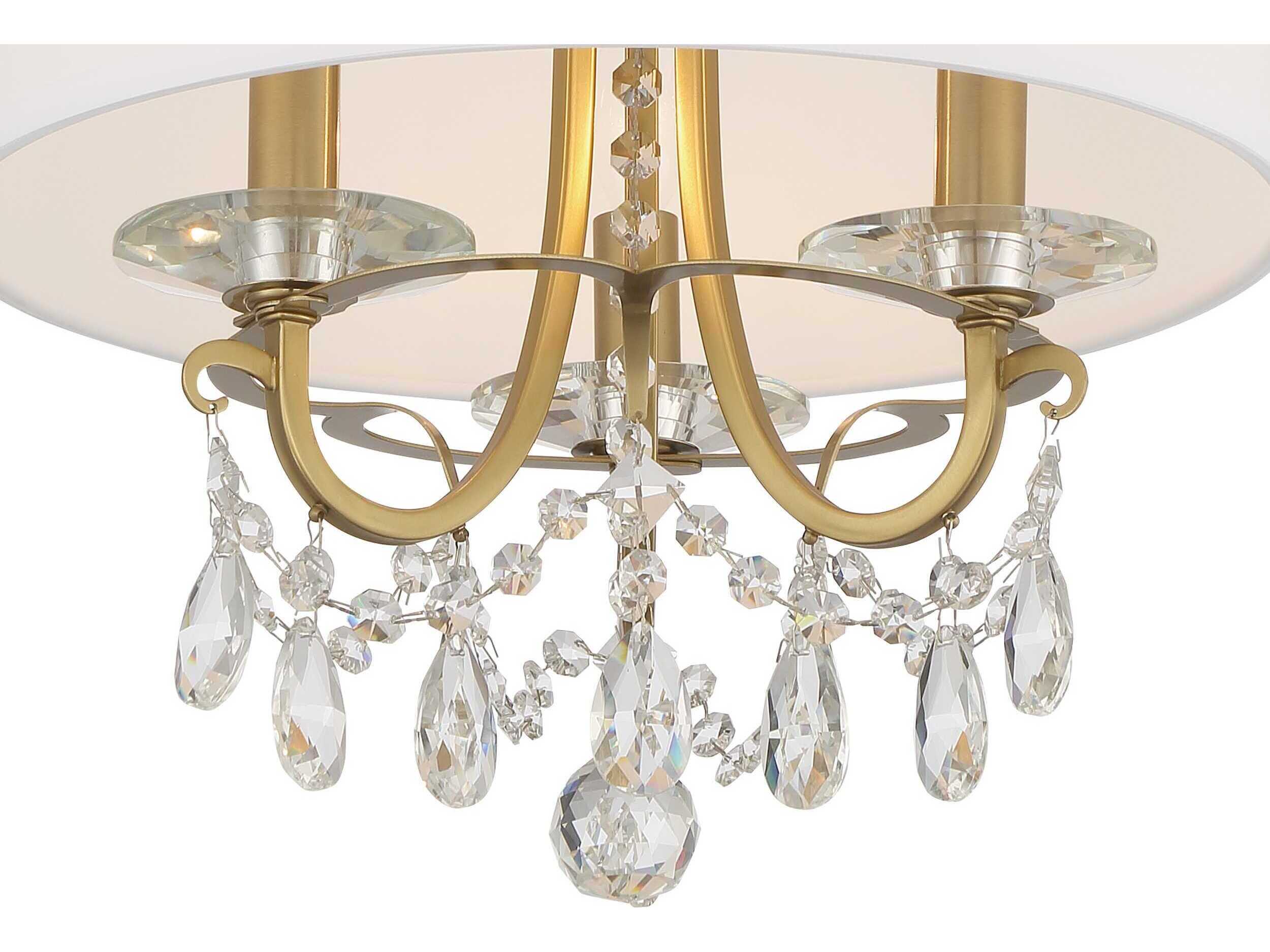Crystorama Othello 3-Light Vibrant Gold Crystal Drum Semi Flush Mount