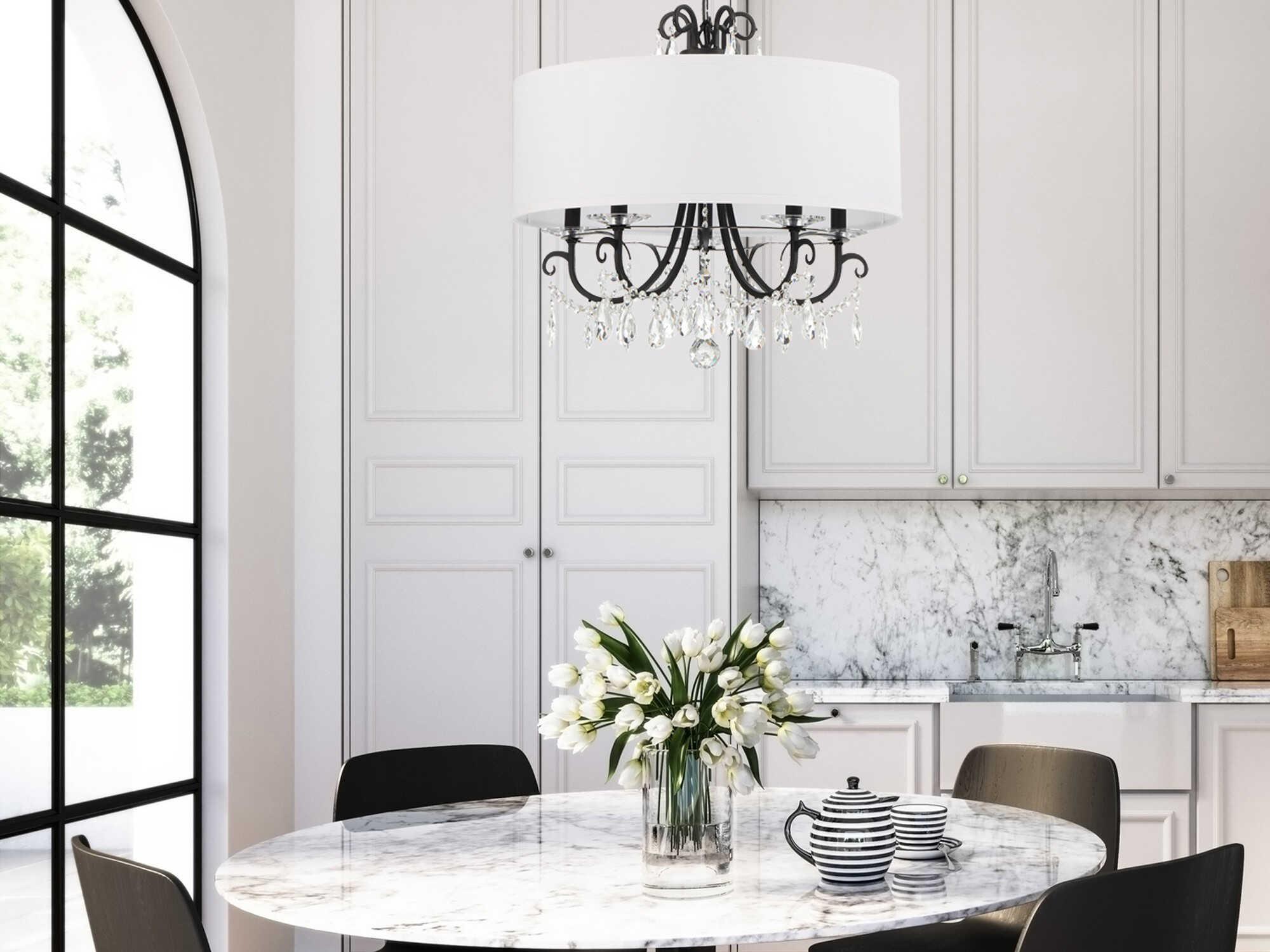 Crystorama Othello 5-Light White Crystal Candelabra Drum Chandelier