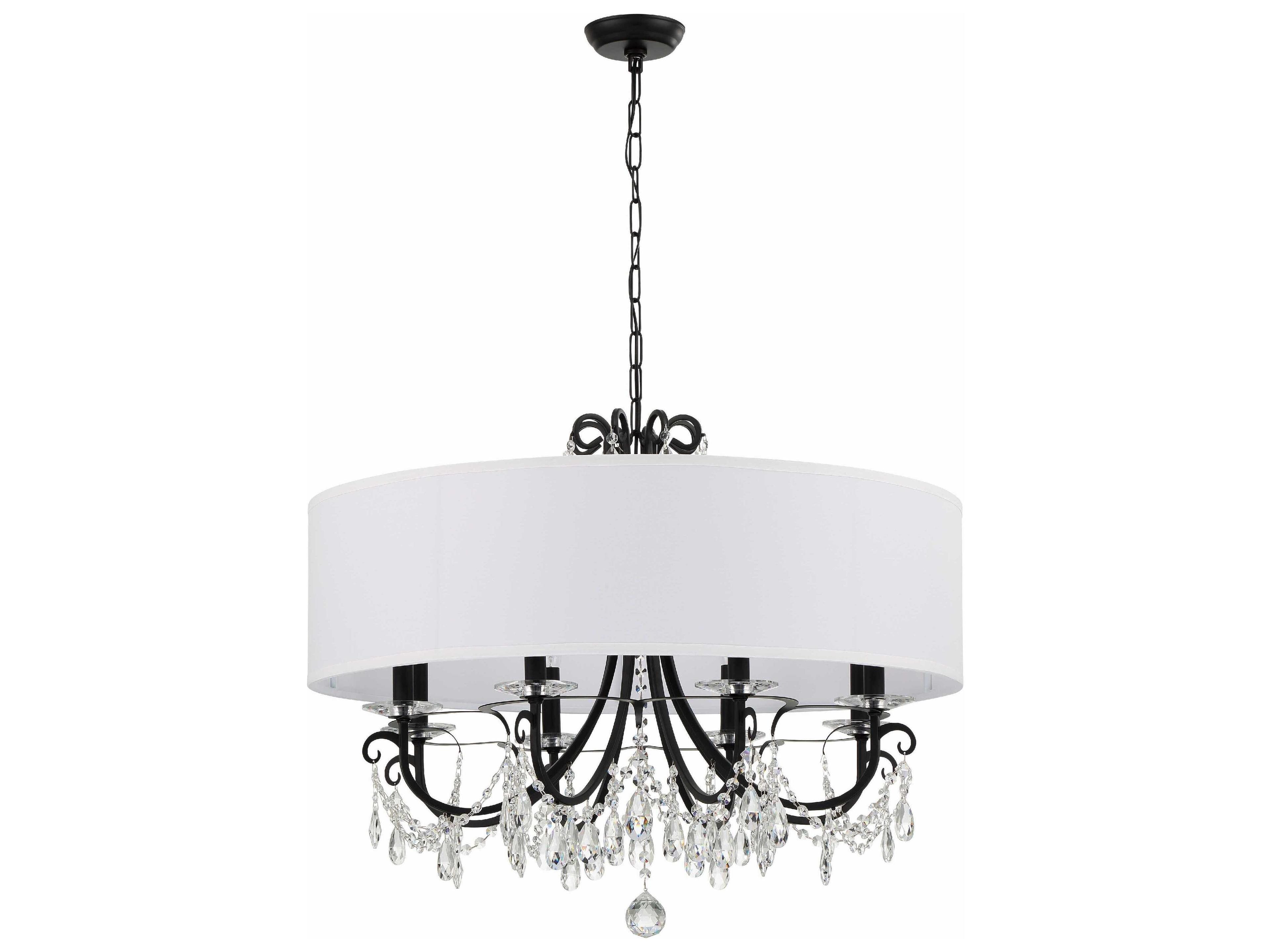 Crystorama Othello 8-Light Matte Black Crystal Candelabra Drum Chandelier