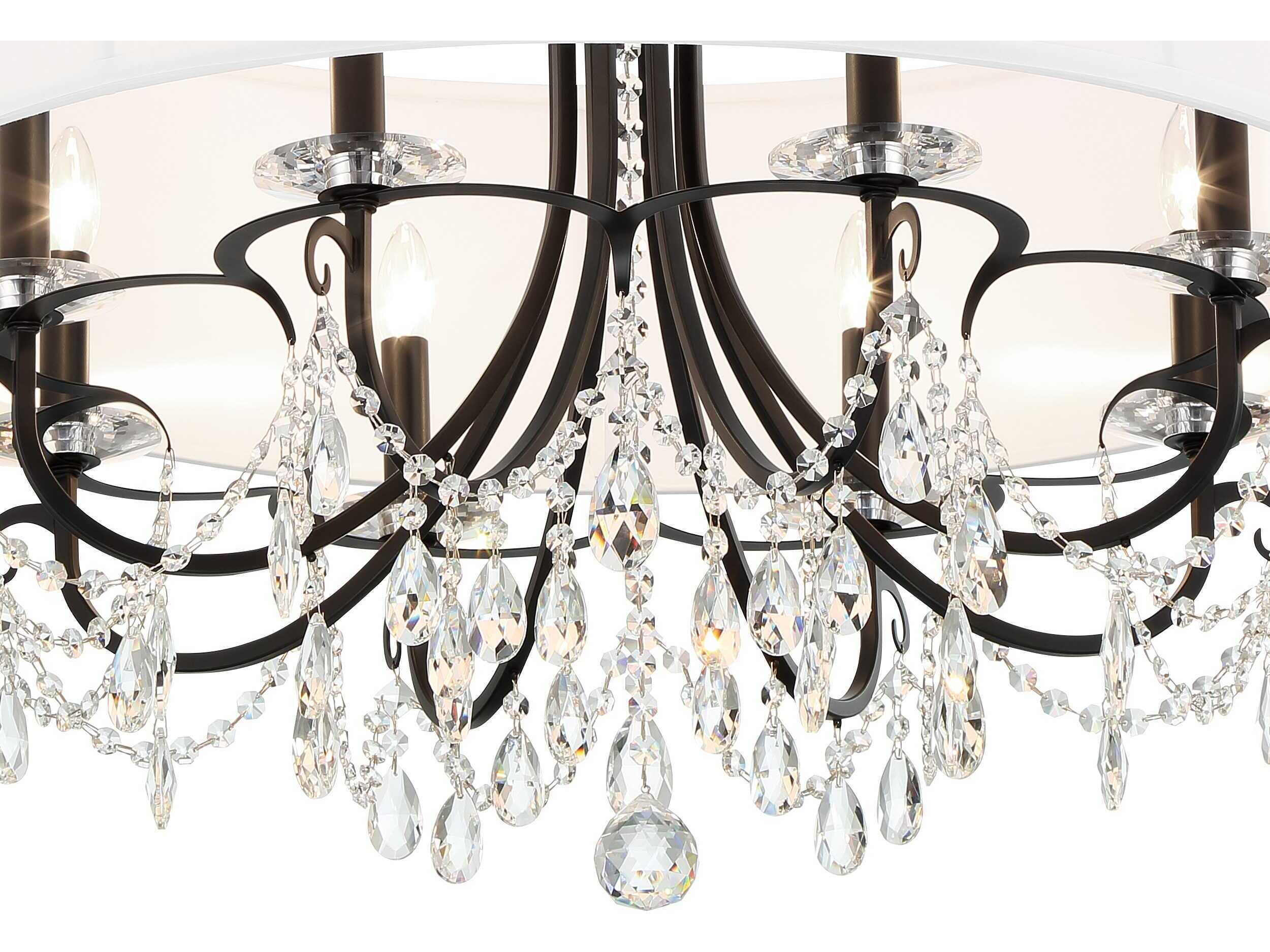 Crystorama Othello 8-Light Matte Black Crystal Candelabra Drum Chandelier