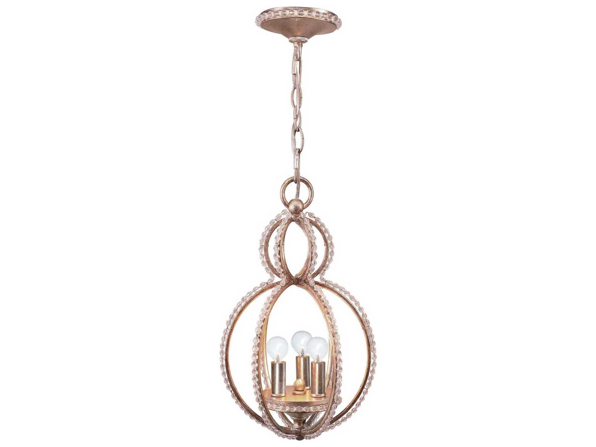 Crystorama Garland 3-Light Distressed Twilight Gold Crystal Mini Pendant