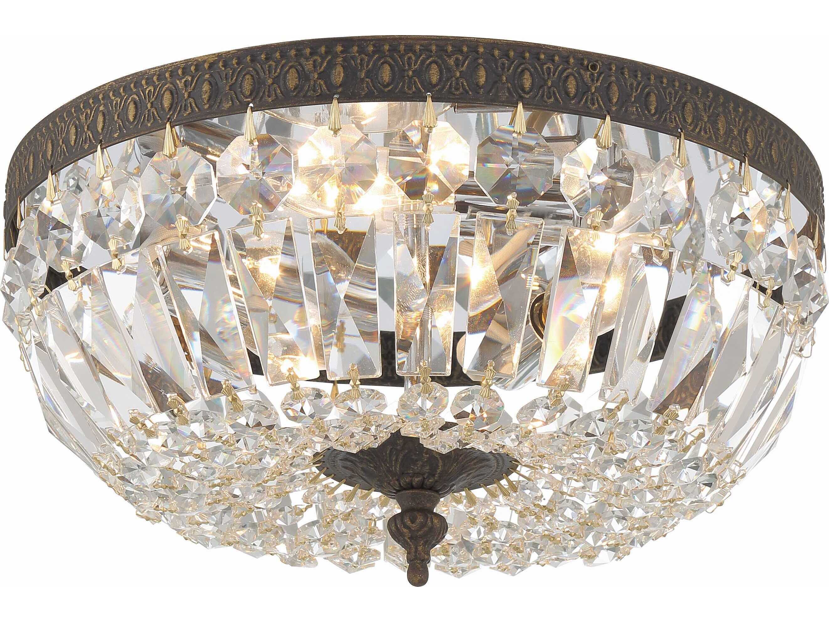 Crystorama 3-Light Chrome Crystal Bowl Flush Mount