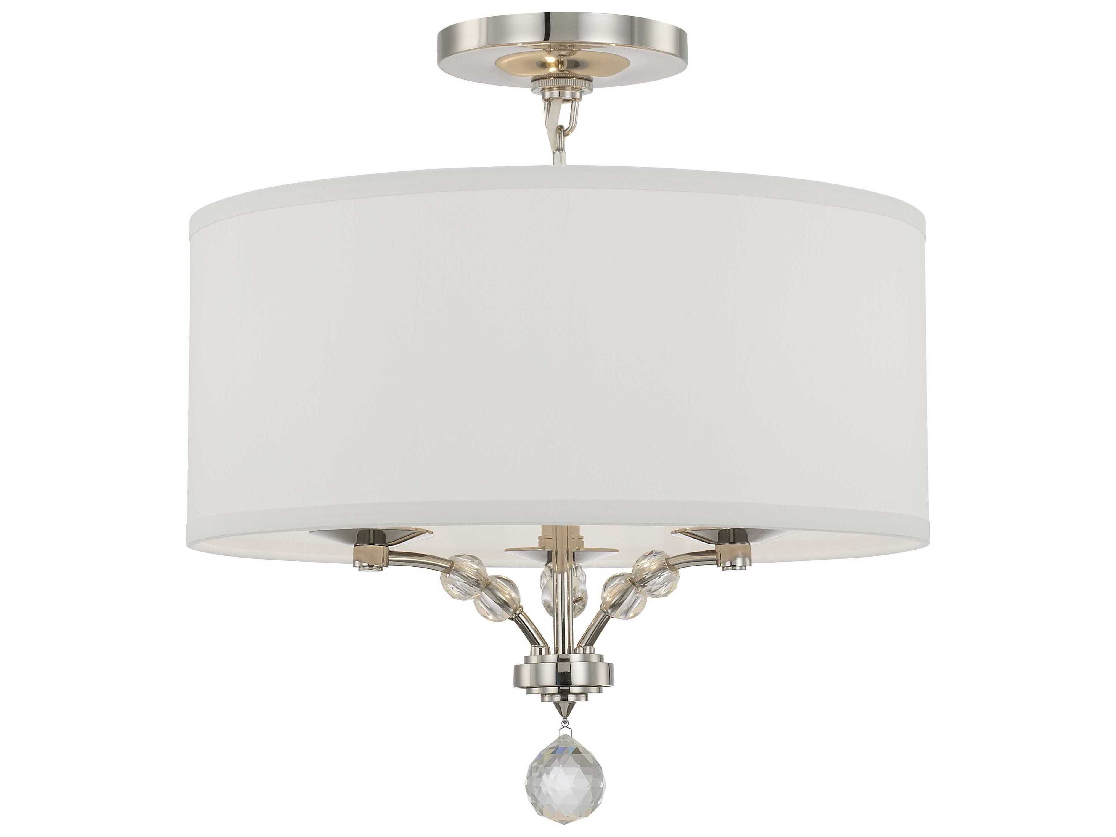 Crystorama Mirage 3-Light Polished Nickel Crystal Glass Drum Semi Flush Mount